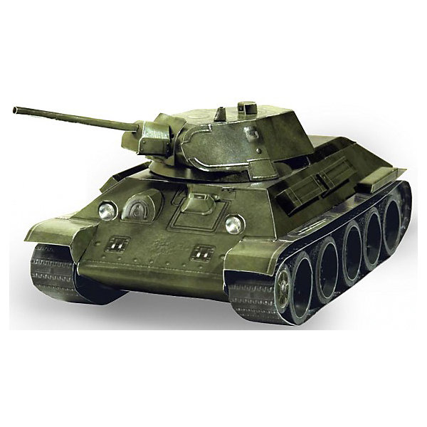 Сборная модель Танк Т-34 обр. 1941 г. (зеленый) Сборная модель Танк Т-34 обр. 1941 г. (зеленый)Модели из бумаги<br>Танк Т-34 - легендарный советский танк с вращающейся башней, выполненный в масштабе 1:35. Высокая степень детализации и реалистичные детали делают сборку конструктора очень интересным занятием. Принцип соединения деталей запатентован: все соединения разработаны и рассчитаны с такой точностью, что с правильно собранной игрушкой можно играть, как с обычной. Конструирование увлекательный и полезный процесс, развивающий мелкую моторику, внимание, усидчивость, пространственное мышление и фантазию. <br>Все сборные модели «Умная Бумага» разрабатываются на основе чертежей и фотографий оригинала. В их оформлении широко используются современные способы обработки бумаги для передачи рельефности поверхности, а для имитации хромированных и золоченых элементов применяется тиснение фольгой.<br><br>Дополнительная информация:<br><br>- Материал: картон.<br>- Масштаб: 1:35.<br>- Размер модели: 19,5 х 9 х 7 см.<br>- Размер упаковки: 22х34 см.<br><br>Сборную модель Танк Т-34 обр. 1941 г. (зеленый) можно купить в нашем магазине.<br><br>Ширина мм: 216<br>Глубина мм: 341<br>Высота мм: 3<br>Вес г: 80<br>Возраст от месяцев: 72<br>Возраст до месяцев: 168<br>Пол: Мужской<br>Возраст: Детский<br>SKU: 4697721