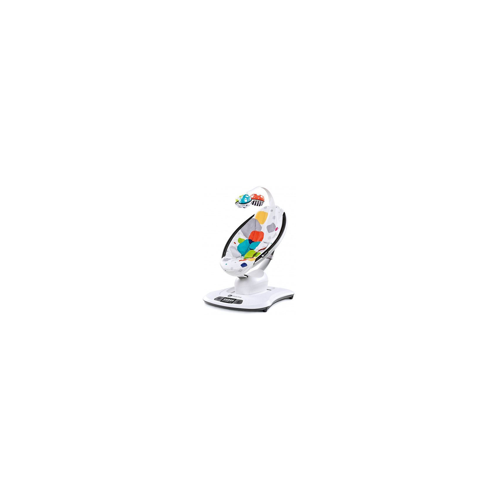 Кресло-качалка Mamaroo 3.0, 4Moms, мультиплюш Кресло-качалка Mamaroo 3.0, 4Moms, мультиплюшКресла-качалки<br>Кресло-качалка Mamaroo - инновационное устройство, которое обязательно понравится и мамам, и малышам! Кресло имеет 5 режимов укачивания: повторяющих укачивание на родительских руках, имитирующих поездку в автомобиле, качели, волны и даже невысокие прыжки. Эргономичная люлька позволяет малышам принимать естественное положение, яркие игрушки развлекут кроху и не позволяет ему скучать. Кресло оснащено музыкальным блоком с приятными успокаивающими звуками природы. Управляется кресло - качалка двумя способами: с помощью панели на передней части у основания или же удаленно, посредством своего смартфона или планшета (в этом случае вам потребуется установить на своем гаджете специальное приложение).<br><br>Дополнительная информация:<br><br>- Материал: пластик, металл, текстиль.<br>- Размер упаковки: 56х67х24 см.<br>- Максимальный вес ребенка: 11 кг.<br>- Простое управление (с панели на кресле или же смартфона).<br>- Устойчивая конструкция.<br>- Безопасность (функция автоматической блокировки работы в случае появления препятствий).<br>- Панель управления с ЖК-дисплеем.<br>- Эргономичное мягкое сиденье.<br>- 3 уровня наклона люльки.<br>- Поворотный мобиль с игрушками.<br>- Внутренний ремень безопасности.<br>- Возможность подключения MP3-плеера и смартфона<br>- Работает от сети.<br>- Съемный чехол на люльку (возможна деликатная стирка).<br><br>Кресло-качалку Mamaroo 3.0, 4Moms (Фомамс), мульти плюш, можно купить в нашем магазине.<br><br>Ширина мм: 560<br>Глубина мм: 670<br>Высота мм: 240<br>Вес г: 10000<br>Возраст от месяцев: 0<br>Возраст до месяцев: 24<br>Пол: Унисекс<br>Возраст: Детский<br>SKU: 4697862
