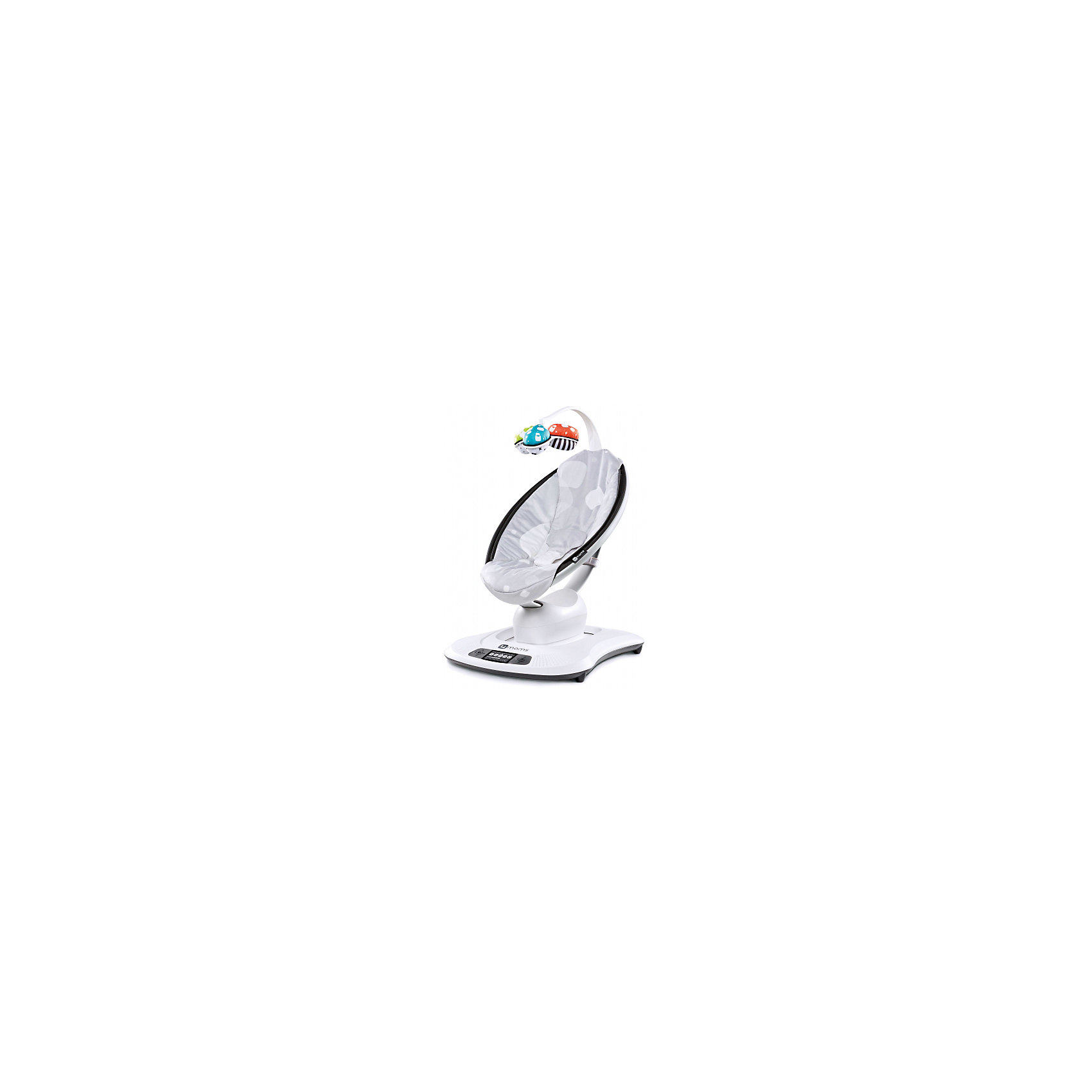 Кресло-качалка Mamaroo 3.0, 4Moms, серый плюш Кресло-качалка Mamaroo 3.0, 4Moms, серый плюшКресло-качалка Mamaroo - инновационное устройство, которое обязательно понравится и мамам, и малышам! Кресло имеет 5 режимов укачивания: повторяющих укачивание на родительских руках, имитирующих поездку в автомобиле, качели, волны и даже невысокие прыжки. Эргономичная люлька позволяет малышам принимать естественное положение, яркие игрушки развлекут кроху и не позволяет ему скучать. Кресло оснащено музыкальным блоком с приятными успокаивающими звуками природы. Управляется кресло - качалка двумя способами: с помощью панели на передней части у основания или же удаленно, посредством своего смартфона или планшета (в этом случае вам потребуется установить на своем гаджете специальное приложение).<br><br>Дополнительная информация:<br><br>- Материал: пластик, металл, текстиль.<br>- Размер упаковки: 56х67х24 см.<br>- Максимальный вес ребенка: 11 кг.<br>- Простое управление (с панели на кресле или же смартфона).<br>- Устойчивая конструкция.<br>- Безопасность (функция автоматической блокировки работы в случае появления препятствий).<br>- Панель управления с ЖК-дисплеем.<br>- Эргономичное мягкое сиденье.<br>- 3 уровня наклона люльки.<br>- Поворотный мобиль с игрушками.<br>- Внутренний ремень безопасности.<br>- Возможность подключения MP3-плеера и смартфона<br>- Работает от сети.<br>- Съемный чехол на люльку (возможна деликатная стирка).<br><br>Кресло-качалку Mamaroo 3.0, 4Moms (Фомамс), серый плюш, можно купить в нашем магазине.<br><br>Ширина мм: 560<br>Глубина мм: 670<br>Высота мм: 240<br>Вес г: 10000<br>Возраст от месяцев: 0<br>Возраст до месяцев: 24<br>Пол: Унисекс<br>Возраст: Детский<br>SKU: 4697864