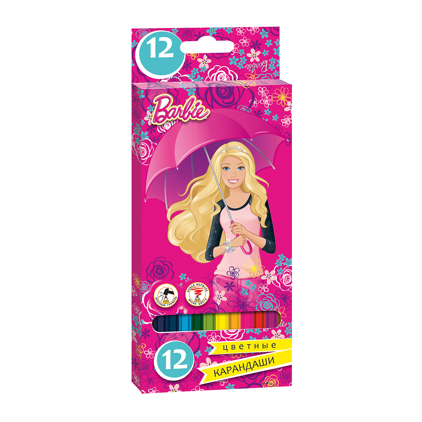 Цветные карандаши, 12 цв., Barbie Цветные карандаши, 12 цв., BarbieЦветные карандаши, 12 цв., Barbie (Барби) – это прекрасный набор для детского творчества.<br>В наборе «Barbie (Барби)» 12 цветных шестигранных карандашей, идеально подходящих для рисования, письма и раскрашивания. Высококачественные пигменты обеспечивают яркость и мягкость письма. Корпус карандашей изготовлен из черного пластика, имеет яркую глянцевую поверхность. Дополнительные добавки пластификаторы гарантируют, что грифель не сломается при заточке и не раскрошится внутри корпуса, если ребёнок нечаянно уронит карандаш на пол. Карандаши легко затачиваются, легко стираются резинкой, безопасны при использовании по назначению. С помощью этих карандашей ребенок будет увлеченно создавать свои маленькие произведения искусства, развивая воображение, мелкую моторику, координацию движений, цветовосприятие и усидчивость.<br><br>Дополнительная информация:<br><br>- В наборе: 12 цветных карандашей<br>- Длина карандаша: 175 мм.<br>- Диаметр: 7 мм.<br>- Материал корпуса: пластик<br>- Упаковка: картонная коробка с европодвесом<br>- Размер упаковки: 205х8х89 мм.<br>- Вес: 85 гр.<br><br>Цветные карандаши, 12 цв., Barbie (Барби) можно купить в нашем интернет-магазине.<br><br>Ширина мм: 205<br>Глубина мм: 8<br>Высота мм: 89<br>Вес г: 85<br>Возраст от месяцев: 48<br>Возраст до месяцев: 96<br>Пол: Женский<br>Возраст: Детский<br>SKU: 4700005