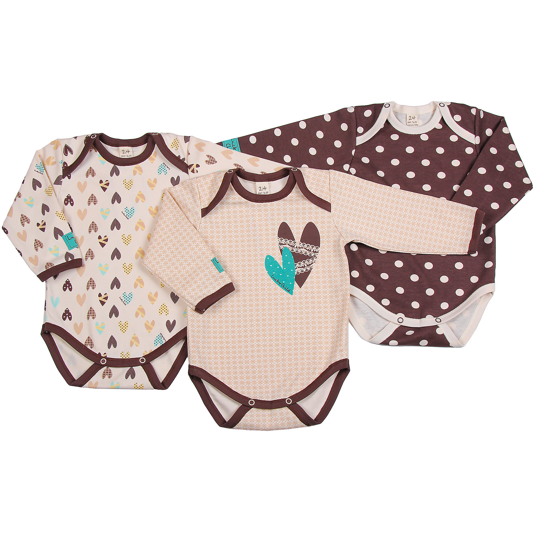 Боди для девочки 3шт. Lucky Child Боди для девочки 3шт. Lucky ChildБоди для девочки 3шт. Lucky Child<br>Мягкая, приятная на ощупь ткань, долго сохраняет свою прочность и не растягивается. Все три модели из комплекта стильные и хорошо смотрятся в сочетании с другой одеждой. Вы можете подобрать в комплект ползунки, штанишки или забавные шортики от Lucky Child. Изнаночная сторона боди создана специально для нежной кожи деток, не вызывает раздражений и аллергии.<br>Состав : 100% хлопок<br><br>Ширина мм: 157<br>Глубина мм: 13<br>Высота мм: 119<br>Вес г: 200<br>Цвет: кофейный<br>Возраст от месяцев: 0<br>Возраст до месяцев: 3<br>Пол: Женский<br>Возраст: Детский<br>Размер: 56/62,80/86,62/68,68/74,74/80<br>SKU: 4719586
