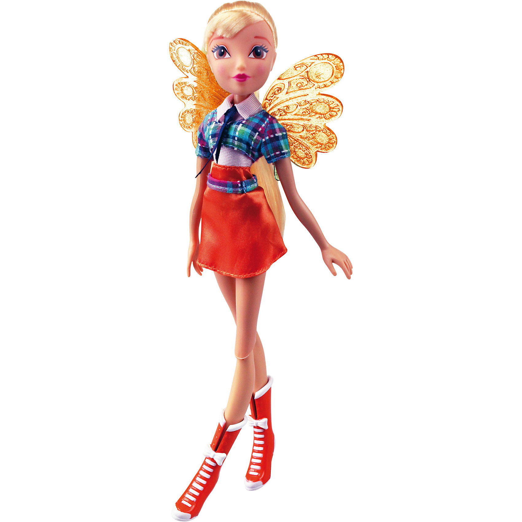 Кукла Winx Club Алфея Стелла Кукла Winx Club Алфея СтеллаПопулярные игрушки<br>Кукла Winx Club Алфея Стелла – красавица в стильной школьной форме идеальный подарок для преданных поклонниц фей.<br>Очередной учебный год в магической школе «Алфея» начался! Вся компания девочек-фей из «Винкс Клуб» любит уникальные наряды и знает толк в моде. Коллекция кукол-волшебниц из 7 сезона мультсериала «Винкс Клуб» уже в продаже! Эксклюзивная школьная форма, роскошные волосы, съемные подвижные крылышки и шарнирный механизм кукол обрадуют всех поклонниц «Винкс Клуб». С каждой куклой серии «Алфея» в подарок вы получаете оригинальный браслет со съемными декоративными элементами. В коллекции «Алфея» у куклы Стелла модный клетчатый жакет, розовая блузка, темно-синий галстук, оранжевая мини-юбка и стильные ботильоны. Выразительные черты лица красавицы подчеркнуты ярким макияжем, а ее шикарные светлые волосы, завязанные в хвостик, спадают ниже плеч. Чудесные прозрачные ажурные крылышки феи порхают как настоящие и ярко мерцают на свету! Юная волшебница полностью готова к изучению заклинаний и получению силы Баттерфликс. Одежда и аксессуары куклы Winx Club «Алфея» Стелла полностью повторяют стиль одноименной героини сериала Winx Club (7 сезон). Продукция сертифицирована, экологически безопасна для детей, использованные красители не токсичны и гипоаллергенны.<br><br>Дополнительная информация:<br><br>- В комплекте: кукла, съемные крылья, брендированный браслет для девочки со съемными элементами (бабочка и цветочек)<br>- Высота куклы: 27 см.<br>- Материал: пластик, текстиль<br>- Руки и ноги куклы закреплены на шарнирных соединениях, поэтому их можно сгибать и двигать, придавая игрушке различные эффектные позы<br><br>Куклу Winx Club Алфея Стелла можно купить в нашем интернет-магазине.<br><br>Ширина мм: 200<br>Глубина мм: 60<br>Высота мм: 340<br>Вес г: 343<br>Возраст от месяцев: 36<br>Возраст до месяцев: 84<br>Пол: Женский<br>Возраст: Детский<br>SKU: 4728350