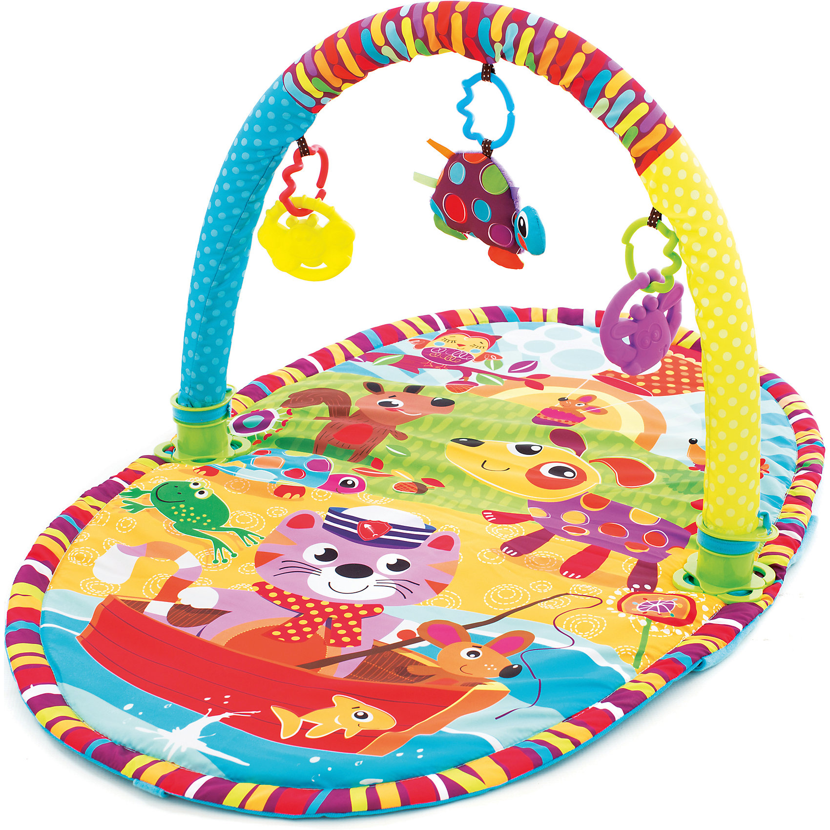 Игрушка активный центр Прогулка, Playgro Игрушка активный центр Прогулка, PlaygroИгровые столики и центры<br>Яркий, компактный центр с одной дугой (легко снимается в случае необходимости) обязательно понравится малышам. В комплекте 3 съемные подвески (две пластиковые и одна мягкая черепашка). Яркие цвета и материалы разных фактур способствуют развитию визуального восприятия, тактильных ощущений, моторики. Коврик легко складывается, его удобно брать с собой в поездки, на прогулки или в гости. Выполнен из высококачественных экологичных материалов безопасных для детей. <br><br>Дополнительная информация:<br><br>- Материал: пластик, текстиль.<br>- Размер: 95х41х57 см.<br>- Съемные игрушки и дуга. <br>- Дугу можно прикрепить на кроватку или манеж. <br><br>Игрушку Активный центр Прогулка, Playgro (Плейгро), можно купить в нашем магазине.<br><br>Ширина мм: 470<br>Глубина мм: 470<br>Высота мм: 570<br>Вес г: 880<br>Возраст от месяцев: 0<br>Возраст до месяцев: 18<br>Пол: Унисекс<br>Возраст: Детский<br>SKU: 4729140