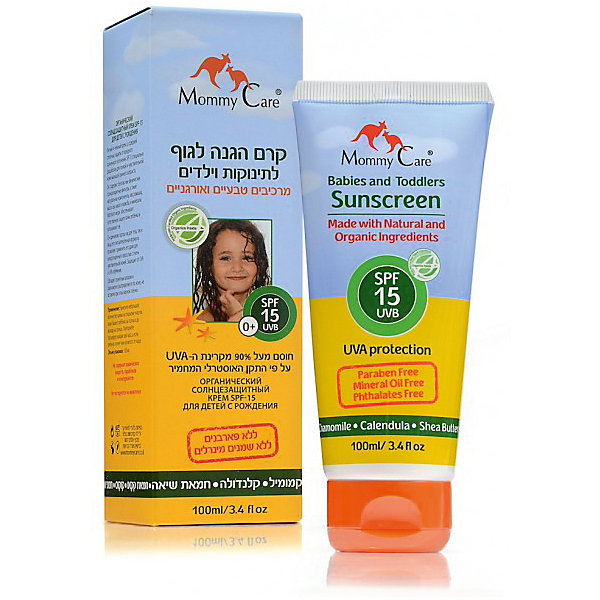Органический солнцезащитный крем для тела SPF15, Mommy Care, 100 мл. Органический солнцезащитный крем для тела SPF15, Mommy Care, 100 мл.Косметика для малыша<br>Подходит малышам с рождения, а также беременным и кормящим женщинам<br><br>- Идеален для города; при более частом нанесении прекрасно защищает и на море. Можно наносить на лицо<br><br>- Гипоаллергенно. Подходит людям с очень чувствительной кожей<br><br>- Широкий спектр действия: защищает от UVA- и UVB-излучения<br><br>- Не содержит химических фильтров, парабенов<br><br>- Удобный объем упаковки: идеален для сумочки, всегда можно брать с собой на прогулку.<br><br>Крем со средней степенью защиты от солнца SPF15 идеален для городских условий, а такие натуральные компоненты, как ромашка и календула, масла какао и жожоба, а также кокоса, обеспечивают естественную защиту кожи ребенка от вредного воздействия солнечных лучей и успокаивают кожу.<br><br>Он одинаково хорош как для тела, так и лица, а гипоаллергенная формула позволяет применять его даже для новорожденных и взрослых с очень чувствительной кожей.<br><br>Обладая приятным запахом, он равномерно распределяется по коже и хорошо впитывается, не оставляя при этом жирной пленки.<br><br>Не содержит химических добавок, парабенов и консервантов.<br><br>Применение: Нанесите небольшое количество крема на открытые участки кожи Вашего ребенка за полчаса до выхода на солнце. Повторяйте процедуру каждые два часа, а если ребенок потеет или купается, то чаще.<br><br>Объем упаковки: 100 мл<br><br>Состав: Aqua, Isopropyol Miristate, Glycerin, Titanium Dioxide, Cetyl Alcohol, Butyrospermum Parkii (Shea Butter) Fruit*, Theobroma Cacao seed oil, Cocos Nucifera (coconut) oil, Helianthus Annuus (sunflower) seed oil, Simmondsia chineses (jojoba) oil*, Sorbitan Olivate, Ricinus Communis (Castor) Seed Oil, Sodium Dehydroacetate, Fragrance (supplement), Tocopheryl acetate, Xanthan Gum, Calendula officinalis oil, Chamomile anthemis nobilis oil, Cetearyl Alcohol, Cetearyl Glucoside, Gluconolactone, Sodium Benzoate.<br><br>* органические ингредиенты с экологически чистых земель<br><br>Ширина мм: 143<br>Глубина мм: 500<br>Высота мм: 60<br>Вес г: 260<br>Возраст от месяцев: -2147483648<br>Возраст до месяцев: 2147483647<br>Пол: Унисекс<br>Возраст: Детский<br>SKU: 4729839