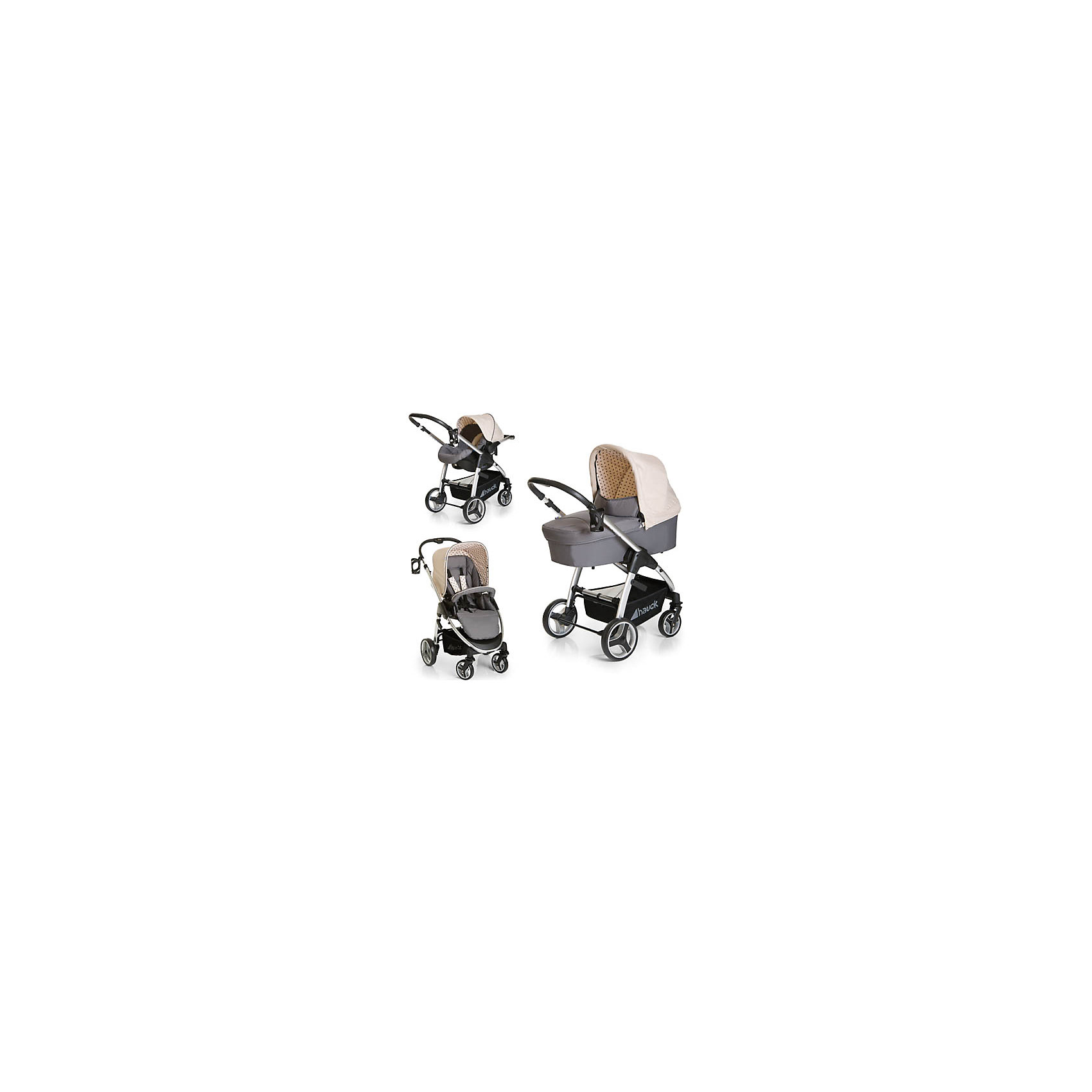 Коляска 3 в 1 Hauck Lacrosse Trioset, dots grey Коляска 3 в 1 Hauck Lacrosse Trioset, dots greyКоляски 3 в 1<br>Лучший первый транспорт для Вашего малыша - коляска 3 в 1 Lacrosse Trioset от известного немецкого бренда Hauck. Данная модель предназначена для использования от 0 до 3 лет, характеризуется настоящим немецким качеством и обладает следующими особенностями:<br>- легкая, маневренная, удобная, безопасная<br>- в комплекте: глубокая уютная люлька, автокресло категории 0+ с вкладышем для новорожденного, 5-точечными ремнями безопасности и защитным капюшоном, прогулочный блок с бампером<br>- удобная телескопическая ручка<br>- прекрасная амортизация<br>- большие съемные колеса, справляющиеся с любой дорогой; передние колеса поворачиваются на 360 градусов, что облегчает маневренность, при желании их можно зафиксировать <br>- легкая и прочная алюминиевая рама<br>- люлька и автолюлька крепятся к раме с помощью системы Easy-Fix<br>- прогулочный блок можно установить лицом к маме и лицом от мамы<br>- большой капюшон надежно защищает от солнца и непогоды<br>- вместительная корзина для покупок<br>- удобный ножной тормоз на задней оси<br>- стильная накидка на ноги<br>- нежная расцветка dots grey.<br>Великолепный выбор для самого любимого малыша!<br><br>Дополнительная информация:<br>- вес рамы: 7,4 кг<br>- вес коляски: 11,7 кг<br>- размеры в сложенном виде: 85 x 63 x 34 cm<br>- размеры в собранном виде: 86 x 63 x 104 cm<br>- внутренние размеры люльки: 76 x 33 x 19 cm<br>- ширина сиденья: 30 cm<br>- прогулочный блок имеет горизонтальное положение, длина: 90 cm<br>- ширина автокресла: 25 cm<br>- высота для прогулочного блока: 49 cm<br>- диаметр задних колес: 23 cm<br>- диаметр передних колес: 16 cm<br>- телескопическая ручка имеет 3 положения и регулируется по высоте 98 -105 cм<br>- размер упаковки: 56 x 56 x 91 cm<br>- вес упаковки: 25,2 kg<br><br>Коляску 3 в 1 Lacrosse Trioset, Hauck, dots grey можно купить в нашем магазине<br><br>Ширина мм: 560<br>Глубина мм: 560<br>Высота мм: 910<br>Вес г: 25200<br>Возраст от месяцев: 0<br>Возраст до месяцев: 36<br>Пол: Унисекс<br>Возраст: Детский<br>SKU: 4743037