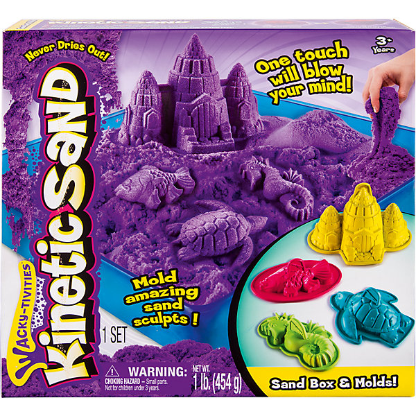 Песок для лепки Kinetic sand, 454 гр, лоток, 4 формочки, в ассортименте