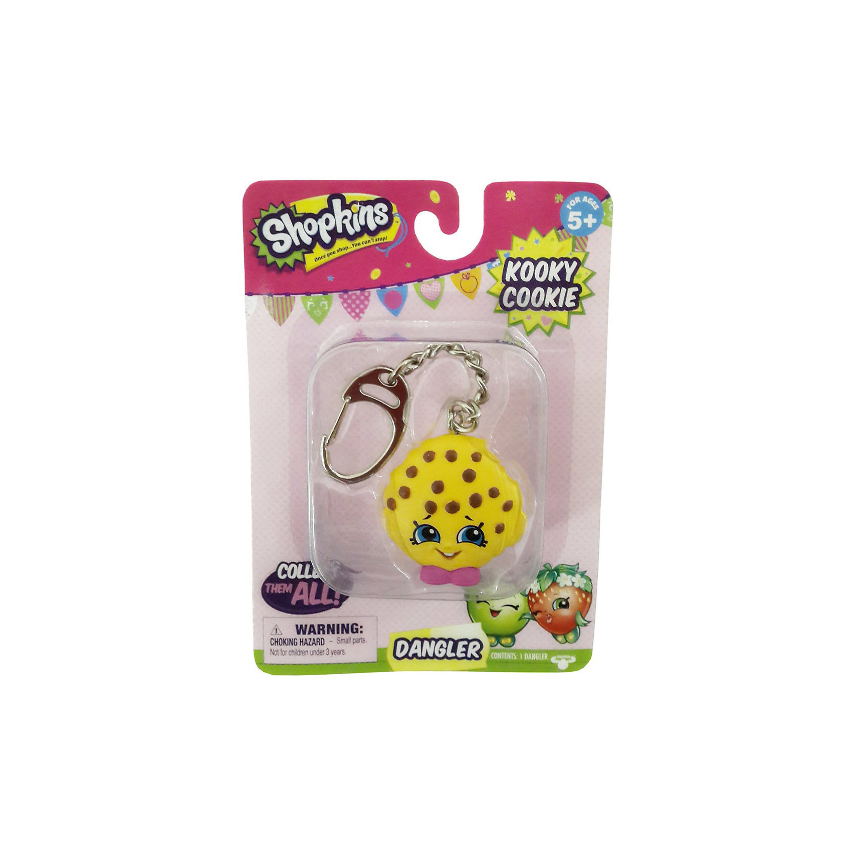 Брелок Kooky Cookie, Shopkins Брелок Kooky Cookie, ShopkinsИгрушечные продукты питания<br>Брелок Kooky Cookie, Shopkins – этот яркий, модный брелок станет отличным подарком для вашей девочки.<br>Компания Shopkins специально для маленьких модниц выпустила невероятно красивые брелоки! Брелок-печенье Kooky Cookie желтого цвета, украшен шоколадными кружочками, выполнен в виде фигурки с очень жизнерадостным лицом. Стоит печенье на розовых башмачках. На такой брелок девочке будет приятно повесить свои ключи, также его можно просто повесить на рюкзак и он будет радовать ее своим видом. Брелок выполнен из безопасного для детей материала.<br><br>Дополнительная информация:<br><br>- Вид замка: карабин<br>- Материал: пластмасса, металл<br>- Размер упаковки: 10,8 ? 3,8 ? 15,2 см.<br><br>Брелок Kooky Cookie, Shopkins можно купить в нашем интернет-магазине.<br><br>Ширина мм: 108<br>Глубина мм: 38<br>Высота мм: 153<br>Вес г: 50<br>Возраст от месяцев: 60<br>Возраст до месяцев: 192<br>Пол: Женский<br>Возраст: Детский<br>SKU: 4756892