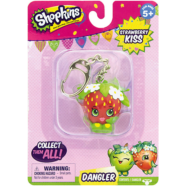 Брелок Strawberry Kiss, Shopkins Брелок Strawberry Kiss, ShopkinsИгрушечные продукты питания<br>Брелок Strawberry Kiss, Shopkins – этот яркий, модный брелок станет отличным подарком для вашей девочки.<br>Компания Shopkins специально для маленьких модниц выпустила невероятно красивые брелоки! Брелок-клубничка Strawberry Kiss ярко-красного цвета с желтыми крапинками, выполнен в виде фигурки с зелеными глазами. Стоит клубничка на зеленых башмачках, украшенных желтыми сердечками. Голова покрыта зеленым листиком с цветочками. На такой брелок девочке будет приятно повесить свои ключи, также его можно просто повесить на рюкзак и он будет радовать ее своим видом. Брелок выполнен из безопасного для детей материала.<br><br>Дополнительная информация:<br><br>- Вид замка: карабин<br>- Материал: пластмасса, металл<br>- Размер упаковки: 10,8 ? 3,8 ? 15,2 см.<br><br>Брелок Strawberry Kiss, Shopkins можно купить в нашем интернет-магазине.<br><br>Ширина мм: 108<br>Глубина мм: 38<br>Высота мм: 153<br>Вес г: 50<br>Возраст от месяцев: 60<br>Возраст до месяцев: 192<br>Пол: Женский<br>Возраст: Детский<br>SKU: 4756893