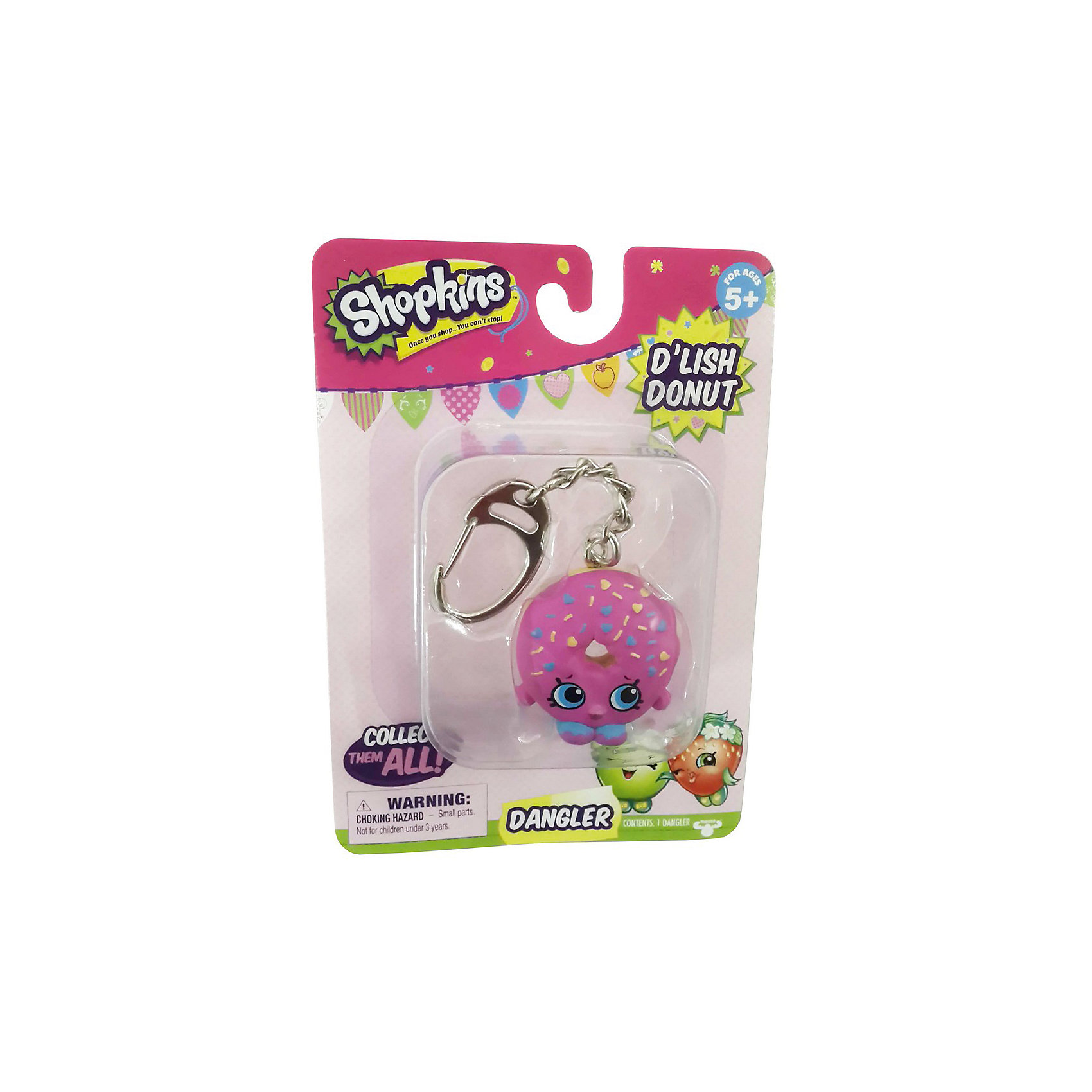 Брелок D`Lish Donut, Shopkins Брелок D`Lish Donut, ShopkinsИгрушечные продукты питания<br>Брелок D`Lish Donut, Shopkins – этот яркий, модный брелок станет отличным подарком для вашей девочки.<br>Компания Shopkins специально для маленьких модниц выпустила невероятно красивые брелоки! Брелок-пончик D`Lish Donut с глазурью ярко-розового цвета, посыпанной желтыми и голубыми сердечками, выполнен в виде фигурки с большими голубыми глазами. Стоит пончик на голубых башмачках с розовым узором. На такой брелок девочке будет приятно повесить свои ключи, также его можно просто повесить на рюкзак и он будет радовать ее своим видом. Брелок выполнен из безопасного для детей материала.<br><br>Дополнительная информация:<br><br>- Вид замка: карабин<br>- Материал: пластмасса, металл<br>- Размер упаковки: 10,8 ? 3,8 ? 15,2 см.<br><br>Брелок D`Lish Donut, Shopkins можно купить в нашем интернет-магазине.<br><br>Ширина мм: 108<br>Глубина мм: 38<br>Высота мм: 153<br>Вес г: 50<br>Возраст от месяцев: 60<br>Возраст до месяцев: 192<br>Пол: Женский<br>Возраст: Детский<br>SKU: 4756897