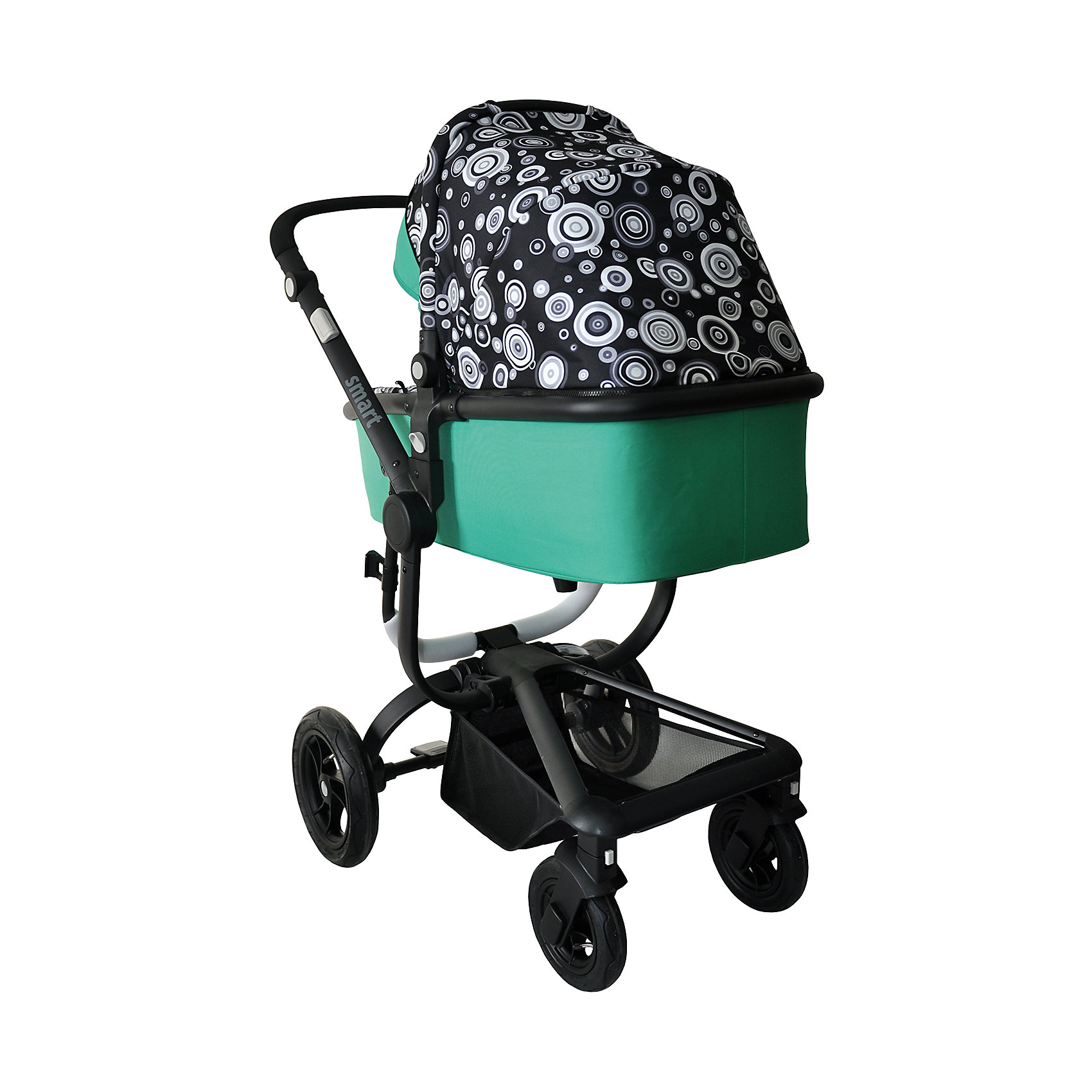 Коляска 2 в 1 BabyHit SMART, черный/зеленый Коляска 2 в 1 BabyHit SMART, черный/зеленыйКоляски 2 в 1<br>Детская коляска с прогулочным блоком и люлькой сыграет важную роль в прогулках с малышом от рождения и пока крохе не исполнится три годика. Просторная люлька с жестким дном, каркасная, теплая, непродуваемая. Прогулочный блок с накидкой на ножки, съемным бампером и опускающейся почти до горизонтального положения спинкой.<br><br>Характеристика:<br>- Для детей от рождения до трех лет.<br>- Переставляемый «лицом к родителю» и обратно прогулочный блок.<br>- Перекидная родительская ручка.<br>- Четыре положения регулировки наклона спинки.<br>- Регулируемая подножка.<br>- Поворотные одинарные передние колеса с фиксацией.<br>- Съемный ограничительный поручень с паховым ремнем.<br>- Пятиточечная система ремней безопасности.<br>- Прочная алюминиевая рама<br>- Багажная корзина с козырьком от грязи.<br>- Облегченные колеса (передние 18 см, задние 24 см).<br>- Ширина колесной базы менее 60 см (проходит в стандартные дверные проемы).<br>Люлька:<br>- Регулируемый наклон спинки: 3 положения;<br>- Спинка опускается до горизонтального положения;<br>- Регулируемая подножка, серые боковые кнопки регулировки;<br>- Съемный защитный бампер;<br>- Бампер обтянут мягкой тканью;<br>- Глубокий капюшон-батискаф с солнцезащитным козырьком и смотровым окошком;<br>- Утепленный чехол на ножки.<br>Рама:<br>- Тип складывания: книжка;<br>- Рама неустойчива в сложенном виде;<br>- Тип тормоза: ножной;<br>- Различная ширина колесной базы;<br>- Колеса разного диаметра;<br>- Задние колеса надувные, материал ПВХ;<br>- Передние колеса поворотные с блокировкой, - Материал полиуретан;<br>- Ручка сплошная;<br>- Высота ручки регулируется, используются боковые кнопки серого цвета, которые находятся на раме коляски.<br><br>Дополнительная информация:<br><br>- Вес коляски с люлькой - 13,5 кг.<br>- Вес коляски без люльки - 8,5 кг.<br>- Ширина колесной базы - 59,5 см<br>- Размер коляски в разложенном состоянии:112х105 х48 см. (высота, длина, ширина)<br>- Размер коляски в сложенном состоянии (с прогулочным блоком): 58х105х48 см . (высота, длина, ширина)<br>- Люлька (внешние размеры): 37х86х20,5 см (длина, ширина, глубина)<br>В комплекте:<br>- люлька-переноска,<br>- дождевик, <br>- москитная сетка, <br>- теплый конверт.<br>Вес в упаковке: 18,6 кг<br><br>Ширина мм: 550<br>Глубина мм: 550<br>Высота мм: 960<br>Вес г: 18600<br>Возраст от месяцев: 0<br>Возраст до месяцев: 36<br>Пол: Унисекс<br>Возраст: Детский<br>SKU: 4757618