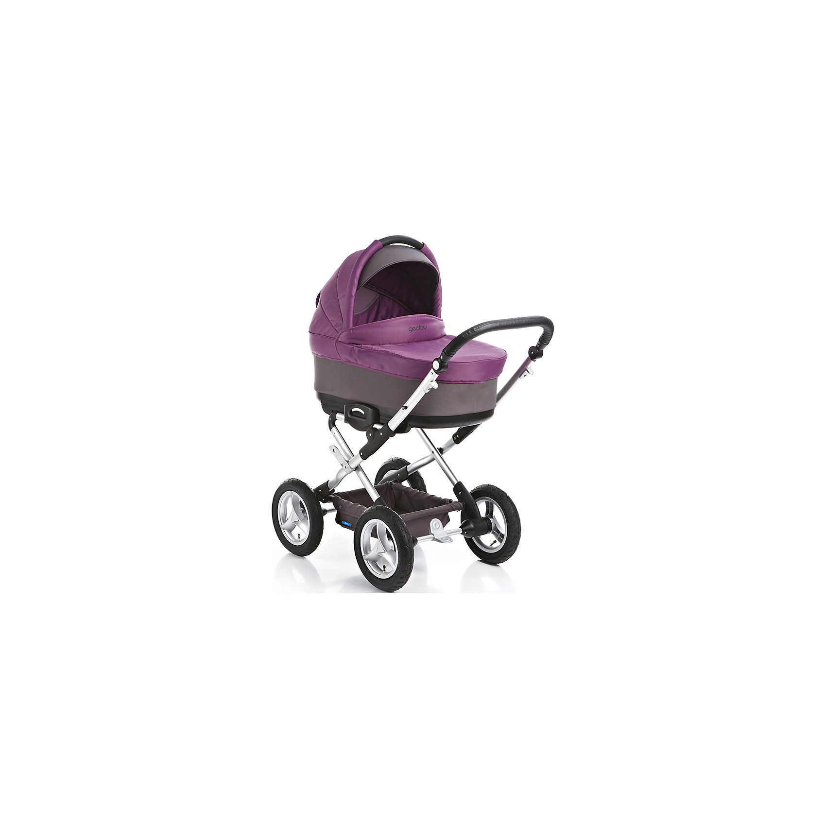 Коляска 2 в 1 Geoby C800 (R379), серый/фиолетовый Коляска 2 в 1 Geoby C800 (R379), серый/фиолетовыйКоляски 2 в 1<br>Особенности:<br>- Алюминиевая рама<br>- Амортизационная подвеска<br>- Ручка регулируется по высоте<br>- Установка короба и прогулочного блока в любом направлении движения<br>- 3 положения наклона спинки<br>- Быстросъемные пневмоколеса<br>- Съемный ограничительный поручень<br>- Система ремней безопасности<br>- Ручка для переноски короба<br>- Багажная корзина<br>- Компактное складывание<br><br>Характеристика:<br>Шасси: <br>- Тип складывания: «книга».<br>- Легкая алюминиевая рама.<br>- Большие пневмоколеса с отличной амортизацией.<br>- Надежное тормозное устройство на задних колесах.<br>Люлька: <br>- Жесткая спинка с мягкой набивкой.<br>- Оснащена функцией качания, если поставить ее на пол на специальные подпорки.<br>- Есть ремни безопасности в мягком чехле,<br>- Спинка имеет 4 уровня регулировки при помощи фиксатора на дне люльки.<br>- В капюшоне люльки есть окошко для проветривания и солнцезащитный козырек.<br>- Родительская ручка эргономичная и приятная на ощупь (с чехлом из экокожи).<br>- Есть 5 положений регулировки высоты родительской ручки.<br>Прогулочный блок: <br>- 4 положения спинки, в том числе «лежа».<br>- Устанавливается как лицом к маме, так и в направлении движения.<br>- 3 положения регулировки подножки для сна и бодрствования ребенка.<br>- Пятиточечный ремень безопасности с мягкими накладками на плечи.<br>- Есть козырек от солнца.<br>- В складном капюшоне прогулочного блока есть смотровое окошко и окошко для проветривания.<br><br>Комплектация: <br>- Рама.<br>- Люлька.<br>- Прогулочный блок.<br>- Сумка для мамы.<br>- Дождевик (подходит для люльки и для прогулочного блока).<br>- Противомоскитная сетка (подходит для люльки и для прогулочного блока).<br>- Чехол для ножек в прогулочном блоке<br>- Чехол для люльки<br>- Капюшон на люльку и капюшон на прогулочный блок<br>- Матрасик для люльки.<br>- Матрасик для прогулочного блока.<br><br>Дополнительная информация:<br><br>- Цвет: серый/фиолетовый.<br>- Размеры коляски с люлькой: 128х58,5х107 см.<br>- Размеры с прогулочным блоком: 112х58,5х102 см.<br>- В собранном виде: 63,5х46х58,5 см.<br>- Габаритные размеры шасси в сложенном виде: 63,5х46х58 см.<br>- Ширина коляски: 59,5 см.<br>- Диаметр колес: 30 см.<br>- Вес с люлькой: 14,5 кг<br>- Вес с прогулочным блоком: 13,6 кг<br>- Вес в упаковке: 26 кг.<br><br>Купить коляску 2 в 1 C800 Geoby в серо-фиолетовом цвете, можно в нашем магазине.<br><br>Ширина мм: 550<br>Глубина мм: 550<br>Высота мм: 960<br>Вес г: 26900<br>Возраст от месяцев: 0<br>Возраст до месяцев: 36<br>Пол: Унисекс<br>Возраст: Детский<br>SKU: 4757778