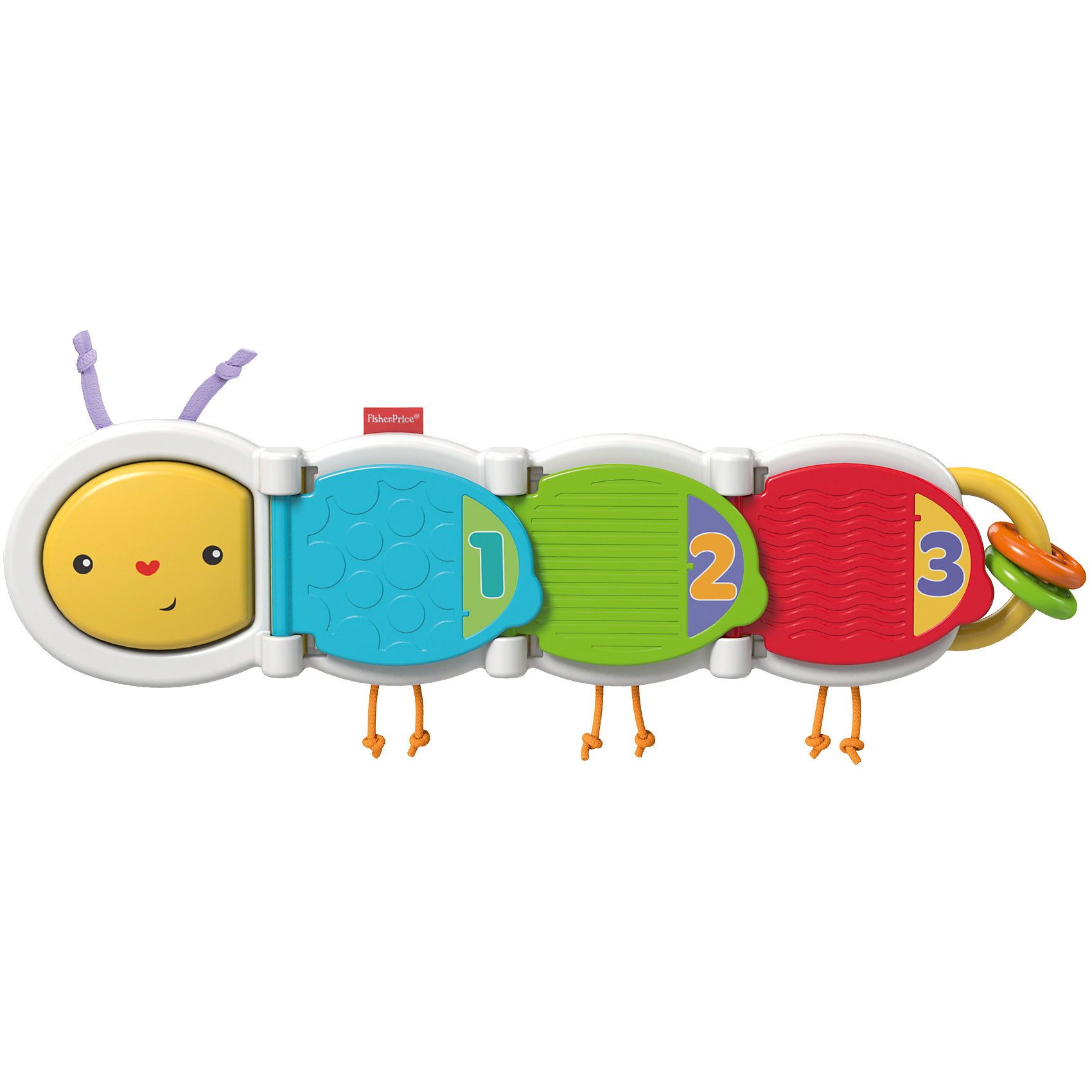 Гусеница с сюрпризом, Fisher-Price Гусеница с сюрпризом, Fisher-PriceРазвивающие игрушки<br>Гусеница с сюрпризом, Fisher-Price (Фишер Прайс)<br><br>• яркие цвета<br>• помогает d развитии мелкой моторики, зрительного восприятия b тактильных ощущений<br>• длина гусеницы: 34 см<br>• материал: пластик, полиэфир, ПЭТ<br>• размер упаковки: 37х21х5,5 см<br>• вес: 415 грамм<br><br>Красочная гусеница содержит несколько интересных сюрпризов, которые очень понравятся детям. Малыш найдёт рельефные детали, погремушку, колечки, шнурки и многое другое. Открывая части гусеницы, кроха познакомится с цветами, животными и цифрами. Гусеница имеет очень яркую расцветку, которая обязательно привлечет внимание крохи. Игра хорошо развивает тактильные ощущения, моторику рук, цветовое и слуховое восприятие.<br><br>Гусеницу с сюрпризом, Fisher-Price (Фишер Прайс) можно купить в нашем интернет-магазине.<br><br>Ширина мм: 362<br>Глубина мм: 205<br>Высота мм: 58<br>Вес г: 408<br>Возраст от месяцев: 6<br>Возраст до месяцев: 12<br>Пол: Унисекс<br>Возраст: Детский<br>SKU: 4758269