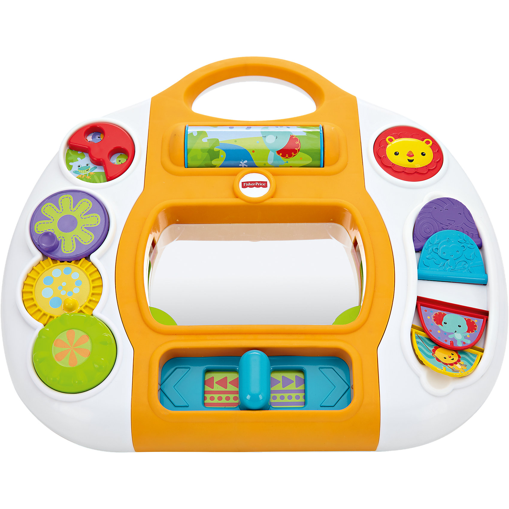 Развивающая панель Друзья из тропического леса, Fisher Price Развивающая панель Друзья из тропического леса, Fisher PriceРазвивающие игрушки<br>Панель Друзья из тропического леса - отличный способ развить мелкую моторику ребенка и музыкальный слух в игровой форме! С ее помощью кроха познакомится с животными, научится находить причинно-следственные связи и, конечно же, весело проведет время. Панель содержит 7 элементов для игры: переключатель, крутящиеся диски, панель с прячущимися животными, вращающийся барабан, пищащая кнопка со львом, 4 переворачивающиеся странички с животными. Игра сопровождается музыкальным эффектом, который непременно понравится малышу!<br><br>Дополнительная информация:<br>Материал: пластик<br>Размер: 8х45х41 см<br>Вес: 1000 грамм<br>Работает от батареек<br>Развивающую панель Друзья из тропического леса вы можете купить в нашем интернет-магазине.<br><br>Ширина мм: 463<br>Глубина мм: 411<br>Высота мм: 83<br>Вес г: 1337<br>Возраст от месяцев: 6<br>Возраст до месяцев: 24<br>Пол: Унисекс<br>Возраст: Детский<br>SKU: 4758270