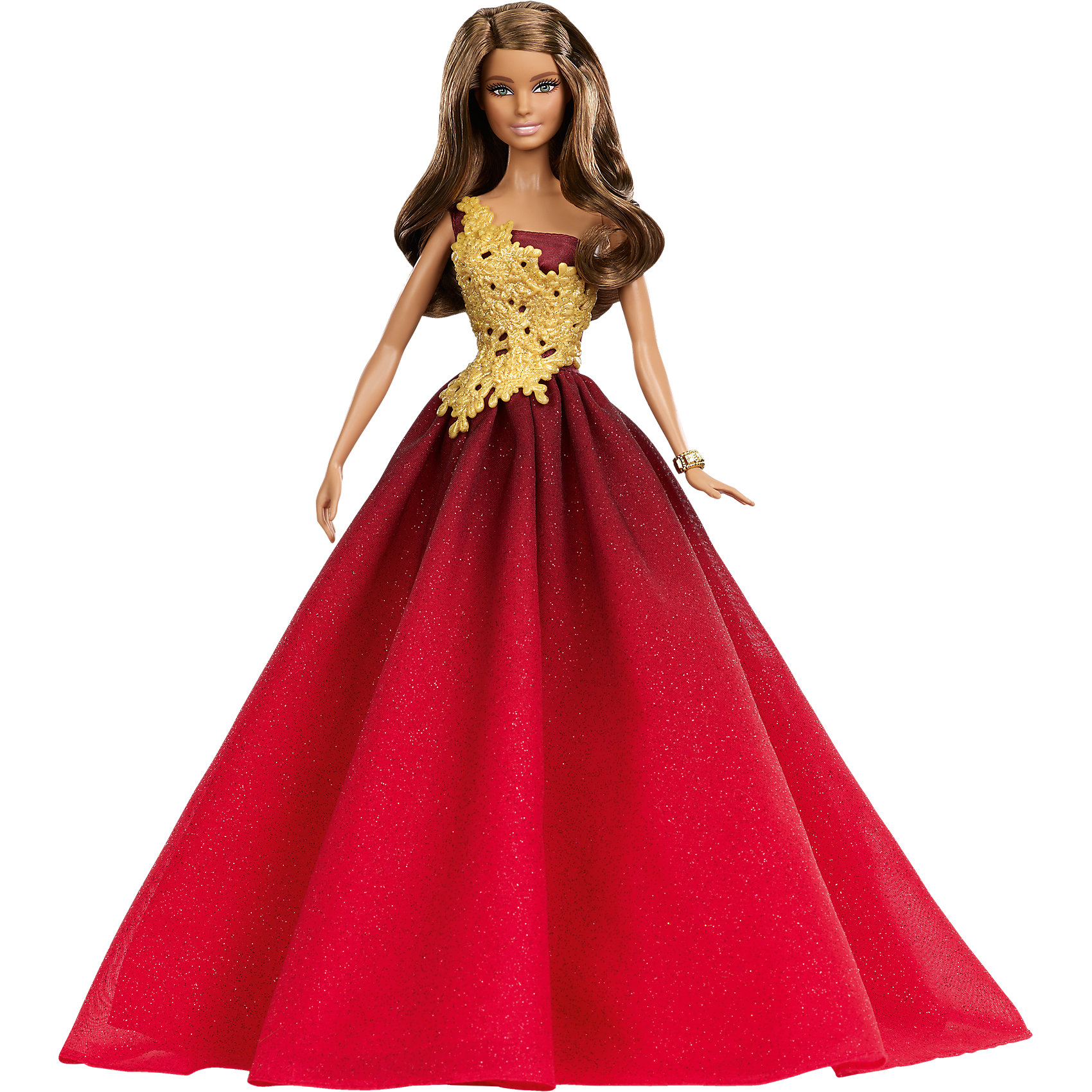 Праздничная Barbie в красном платье Праздничная Barbie в красном платьеПопулярные игрушки<br>Праздничная Barbie в красном платье от американского бренда Mattel (Маттел) как всегда на высоте. Вот уже двадцать пять лет каждый год перед новогодними праздниками компания выпускает специальную Барби праздничной серии. В этом году в серию вошли три куклы с разными платьями и волосами. Красавица-Барби в блестящем, будто бархатном, длинном красном платье выглядит очень нарядно. Золотой корсет платья очень ей идет и отлично сочетается с ее темно-русыми длинными и слегка завитыми волосами. На левой руке – стильное украшение в виде золотого браслета. В таком образе Барби готова идти на любой праздник и подарить всем самое праздничное настроение. Кукла Barbie станет отличном подарком на любое торжество и принесет много радости каждой девочке. <br>Дополнительная информация:<br><br>- Состав: пластик<br>- Высота куклы: 29 см.<br>- Размер упаковки: 33 * 7,6 * 26,7 см.<br><br><br>Куклу Праздничная Barbie в красном платье можно купить в нашем интернет-магазине.<br><br>Ширина мм: 337<br>Глубина мм: 269<br>Высота мм: 83<br>Вес г: 341<br>Возраст от месяцев: 72<br>Возраст до месяцев: 120<br>Пол: Женский<br>Возраст: Детский<br>SKU: 4765288