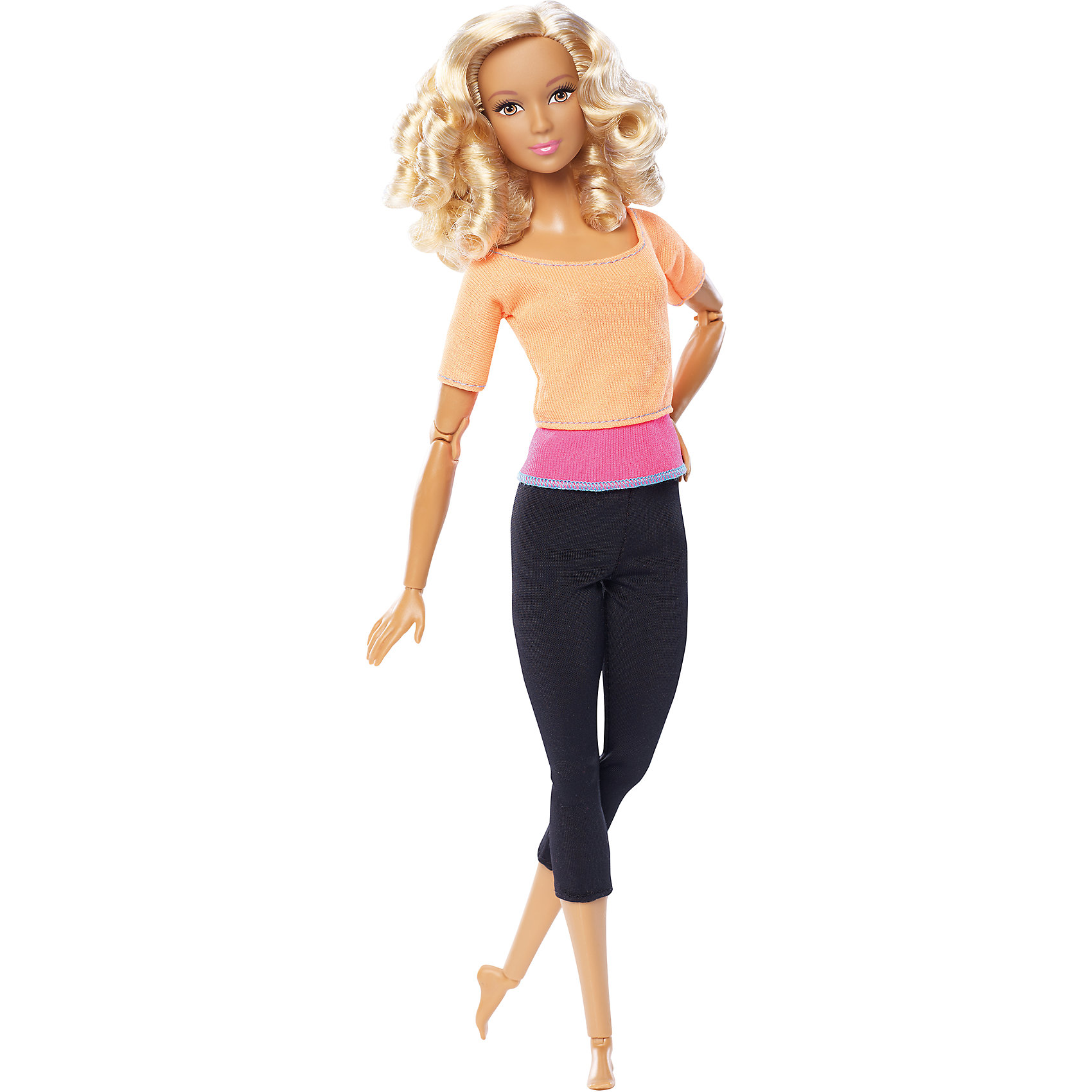 Кукла из серии Безграничные движения в оранжевом, Barbie Кукла из серии Безграничные движения в оранжевом, BarbieBarbie<br>Кукла из серии Безграничные движения в оранжевом, Barbie(Барби).<br>Кукла Безграничные движения в оранжевом, Barbie, порадует всех юных любительниц Барби своим новым образом и удивит новыми игровыми возможностями. Красавица Барби ведет активный образ жизни, каждый день занимается спортом и поддерживает себя в прекрасной форме. У нее длинные светлые, вьющиеся волосы, которые можно укладывать в различные прически и стильный спортивный наряд, подчеркивающий ее стройность - оранжевая футболка и черные леггинсы. Как и все куклы новой линейки Безграничные движения, Барби в оранжевом отличается невиданными ранее возможностями и удивительной гибкостью. Теперь она может принять самые сложные позы - скакать на лошади или кататься на велосипеде, играть на гитаре, заниматься гимнастикой, сидеть в позе лотоса и даже встать на мостик. Такая свобода движений стала возможной благодаря 22 шарнирам в туловище куколки: шея, верхняя часть рук, локти, запястья, торс, бедра, ноги над коленями, колени и щиколотки. Гимнастика и йога, балет или танцы - новой Барби доступны самые закрученные сюжеты и самые сложные позы.<br>Дополнительная информация:<br>- Материал: пластик, текстиль. <br>- Высота куклы: 29 см.<br>- Размер упаковки: 33 x 17 x 7 см.<br>- Вес: 0,28 кг.<br>Куклу Безграничные движения в оранжевом, Barbie, можно купить в нашем интернет-магазине.<br><br>Ширина мм: 328<br>Глубина мм: 164<br>Высота мм: 71<br>Вес г: 251<br>Возраст от месяцев: 36<br>Возраст до месяцев: 72<br>Пол: Женский<br>Возраст: Детский<br>SKU: 4765306