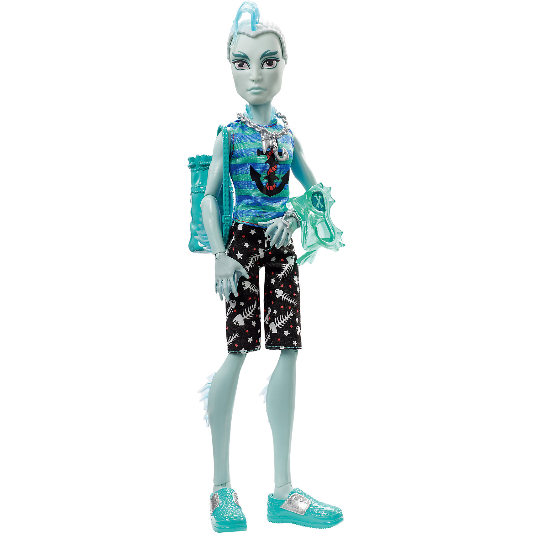 Кукла Гил Веббер из серии Пиратская авантюра, Monster High Кукла Гил Веббер из серии Пиратская авантюра, Monster HighПопулярные игрушки<br>Сын Речного монстра Гил Веббер отправился в путешествие на корабле с друзьями, но случилась беда - корабль потерпел крушение. Несмотря на это, Гил по-прежнему выглядит потрясающе. Он одет в майку с синими и бирюзовыми полосками, шорты с забавным принтом и сандалии. Морскую тематику стиля Гила дополняют цепь с крюком, маска, жабры и чешуя на голове. Отправляйтесь навстречу пиратским приключениям с Гилом Веббером!<br><br>Дополнительная информация:<br>Материал: пластик, текстиль<br>Высота куклы: 26 см<br>Вес куклы: 200 грамм<br>Серия: Пиратская авантюра<br><br>Куклу Гил Веббер из серии Пиратская авантюра можно приобрести в нашем интернет-магазине.<br><br>Ширина мм: 329<br>Глубина мм: 154<br>Высота мм: 68<br>Вес г: 229<br>Возраст от месяцев: 72<br>Возраст до месяцев: 120<br>Пол: Женский<br>Возраст: Детский<br>SKU: 4765358