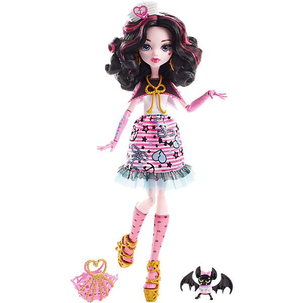 Кукла Дракулаура из серии Пиратская авантюра, Monster High Кукла Дракулаура из серии Пиратская авантюра, Monster HighMonster High<br>Дракулауре, дочери графа Дракулы на этот раз предстоит найти выход с необитаемого острова после кораблекрушения. И, конечно же, не обойдется без поиска сокровищ! Кукла одета в стильное платье с рюшами. Туфельки, аксессуары и сумочка украшены настоящими пиратскими канатами. Модная шляпка морячки и питомец летучая мышь подчеркивают оригинальность образа настоящей пиратки. <br><br>Дополнительная информация:<br>Материал: пластик<br>Требуется подставка<br>Куклу Дракулаура(Monster High) можно купить в нашем интернет-магазине.<br><br>Ширина мм: 328<br>Глубина мм: 203<br>Высота мм: 63<br>Вес г: 216<br>Возраст от месяцев: 72<br>Возраст до месяцев: 144<br>Пол: Женский<br>Возраст: Детский<br>SKU: 4765361