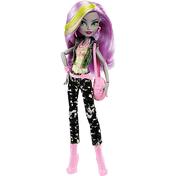 Кукла Monster High Mоника Ди’Кей Кукла Monster High Mоника Ди’КейMonster High<br>Характеристики товара:<br><br>• возраст: от 6 лет<br>• материал: пластик;<br>• упаковка: коробка;<br>• высота куклы: 28-30 см<br>• страна бренда: США<br><br>Моника Ди’Кей™ — дочь зомби — готова перенести свою историю с экранов в реальность и в своем узнаваемом наряде из мультфильма. <br><br>Она выглядит умопомрачительно в жилете с ядовито-зелеными пятнами, топе с костяным узором и черных «вареных» джинсах. Розовые аксессуары, выполненные в форме различных органов, — ремень, ботинки, сумочка и украшения — подобраны со вкусом.<br><br>Куклу Monster High Mонику Ди’Кей можно купить в нашем интернет-магазине.<br><br>Ширина мм: 328<br>Глубина мм: 159<br>Высота мм: 71<br>Вес г: 219<br>Возраст от месяцев: 72<br>Возраст до месяцев: 120<br>Пол: Женский<br>Возраст: Детский<br>SKU: 4765376