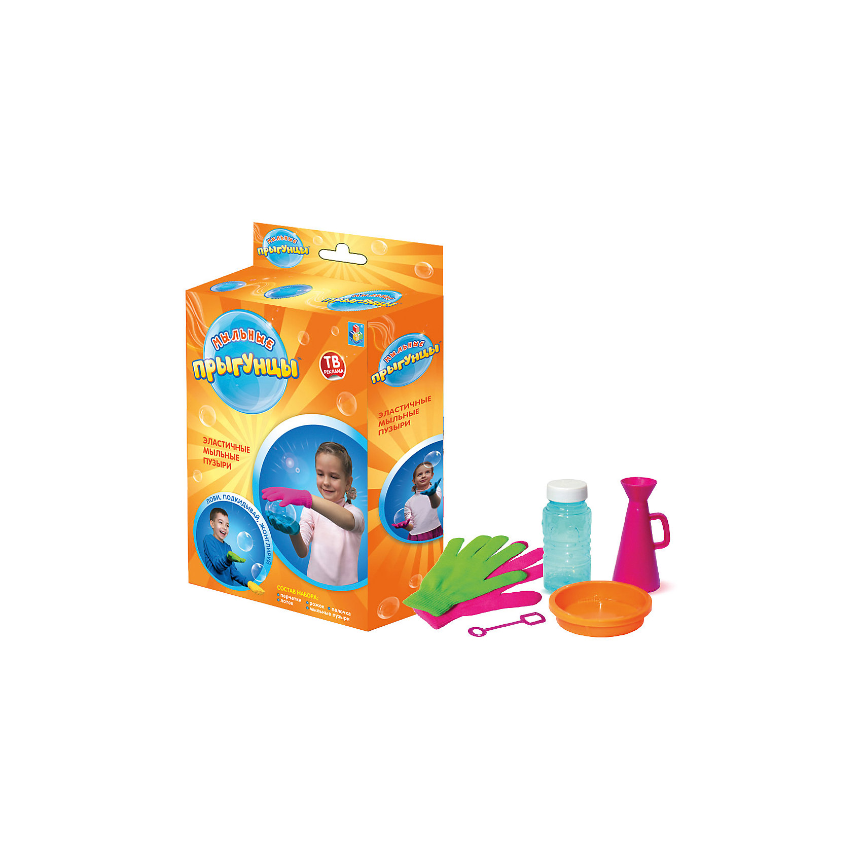 Игровой набор 2 Эластичные мыльные пузыри Прыгунцы, 80 мл, 1toy Игровой набор 2 Эластичные мыльные пузыри Прыгунцы, 80 мл, 1toyМыльные пузыри<br>Мыльные Прыгунцы - эластичные пузыри, с которыми весело играть, ловить, подкидывать и жонглировать! Благодаря волшебной мыльной жидкости и перчаткам мыльные пузыри не лопаются в руке. Подкидывайте пузырь, жонглируйте, удивляйте друзей! Играть Мыльными Прыгунцами можно как дома, так и на улице в безветренную погоду!<br><br>Ширина мм: 140<br>Глубина мм: 235<br>Высота мм: 45<br>Вес г: 206<br>Возраст от месяцев: 36<br>Возраст до месяцев: 192<br>Пол: Унисекс<br>Возраст: Детский<br>SKU: 4767363