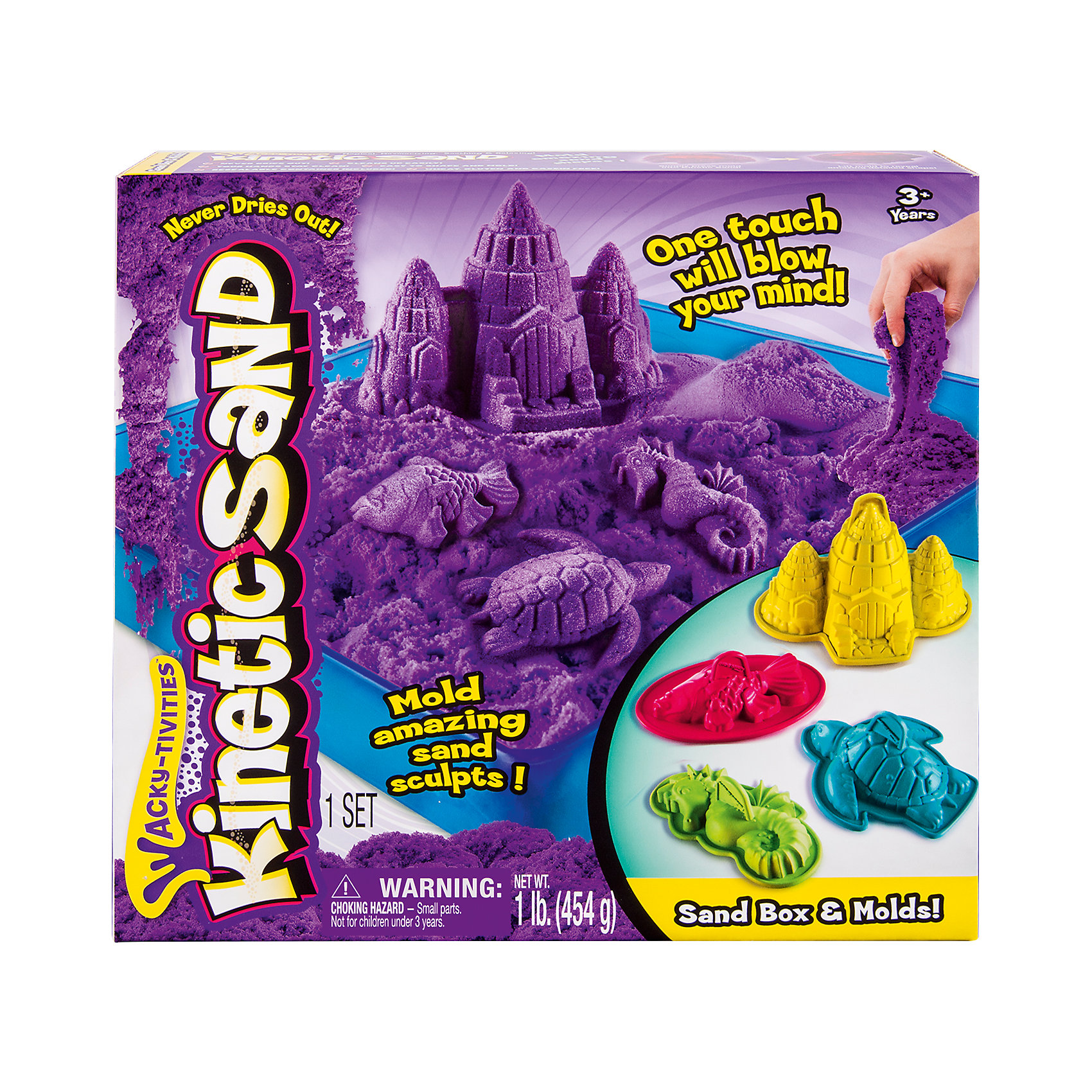 Песок для лепки Kinetic sand, 454 гр, лоток, 4 формочки, фиолетовый Песок для лепки Kinetic sand, 454 гр, лоток, 4 формочки, фиолетовыйКинетический песок<br>Кинетический песок Kinetic Sand похож на мокрый песок и, благодаря специальному полимеру, он не высыхает, что позволяет играть с ним вновь! С помощью этого чудесного песка можно лепить различные формы и не испачкаться! Мягкий на ощупь и совершенно не липкий, что позволяет рукам и одежде оставаться чистыми. <br>В набор входит:<br>Песок одного цвета<br>4 формочки<br>Лоток-песочница<br><br>Ширина мм: 280<br>Глубина мм: 270<br>Высота мм: 60<br>Вес г: 868<br>Возраст от месяцев: 36<br>Возраст до месяцев: 84<br>Пол: Унисекс<br>Возраст: Детский<br>SKU: 4768726