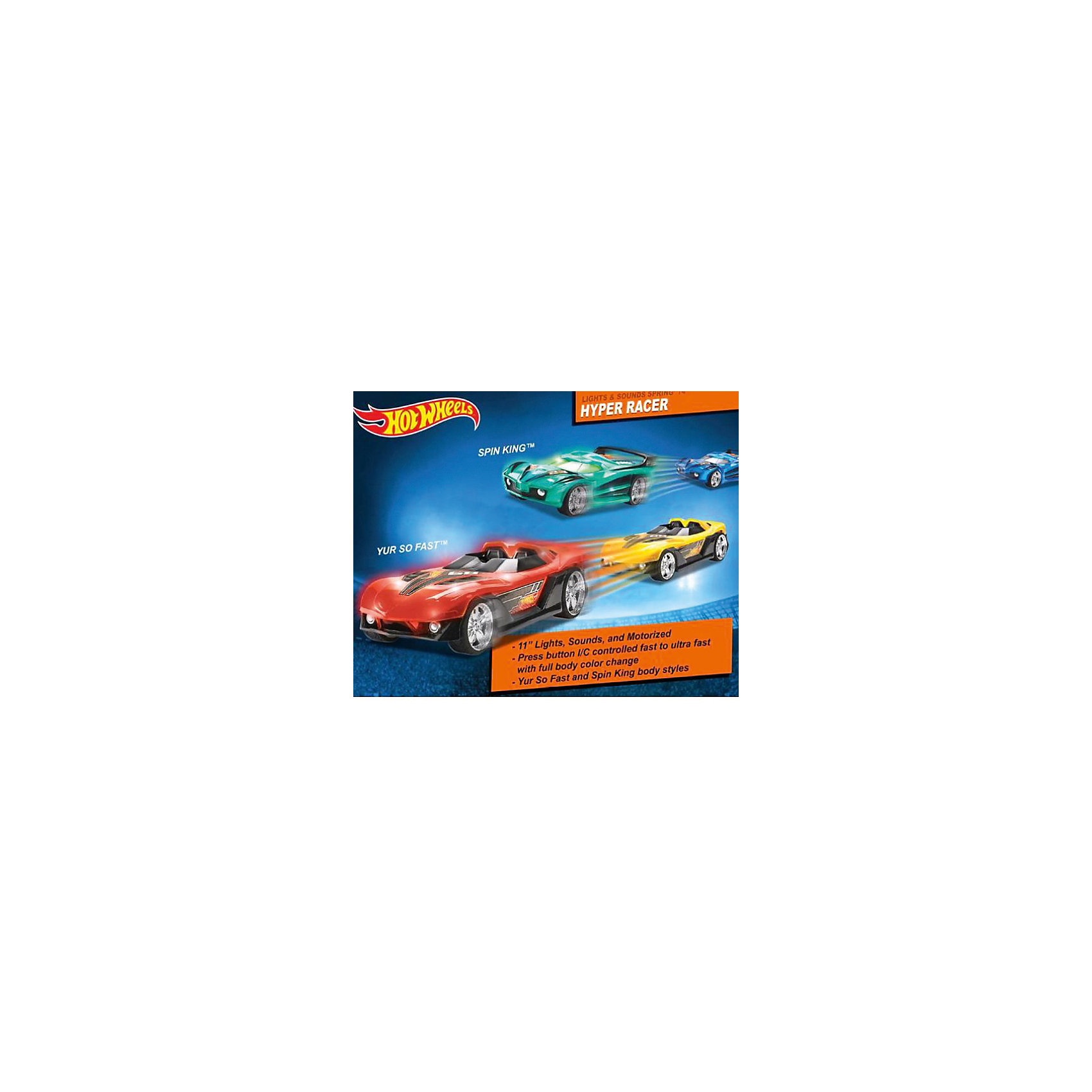 Mашина Cупергонщик, свет+звук, Hot Wheels, Toystate, в ассорт. Mашина Cупергонщик, свет+звук, Hot Wheels, Toystate, в ассорт.Игрушки<br>Mашина Cупергонщик, свет+звук, Hot Wheels, Toystate, в ассорт.<br><br>Характеристики:<br>- Материал: металл, пластик<br>- Имеет звуковые и световые эффекты<br>- Меняет свой цвет при движении <br>- Элементы питания: батарейки АА 3 шт. (входят в комплект)<br>- В комплект входит: 1 машинка<br>- Размер упаковки: 13 * 30 * 13 см.<br>Внимание! Машинки поставляются в разных дизайнах и цветах. К сожалению, заранее выбрать определенный дизайн и цвет нельзя. При заказе нескольких машинок возможно получение одинаковых.<br>Mашина Cупергонщик от известного бренда игрушек для детей Hot Wheels (Хот Вилс) станет отличным сюрпризом для любителя автомобилей. Эффектные и стильные, эти авто имеют заводной механизм и меняют свой цвет при включении турбо скорости. Синяя машина меняет свой цвет на зеленый, а желтая машина приобретает красный. Также у машинок имеются звуковые сигналы в виде работающего мотора и музыки. При движении горят фары и весь кузов подсвечивается. Ультрасовременные машинки со стильным дизайном станут отличным пополнением в коллекции и сделают каждого супергонщиком. Игрушка поможет развить моторику рук и воображение.<br>Mашину Cупергонщик, свет+звук, Hot Wheels, Toystate, в ассортименте. можно купить в нашем интернет-магазине.<br>Подробнее:<br>• Для детей в возрасте: от 3 до 6 лет <br>• Номер товара: 4769595<br>Страна производитель: Китай<br><br>Ширина мм: 310<br>Глубина мм: 130<br>Высота мм: 130<br>Вес г: 610<br>Возраст от месяцев: 36<br>Возраст до месяцев: 120<br>Пол: Мужской<br>Возраст: Детский<br>SKU: 4769595