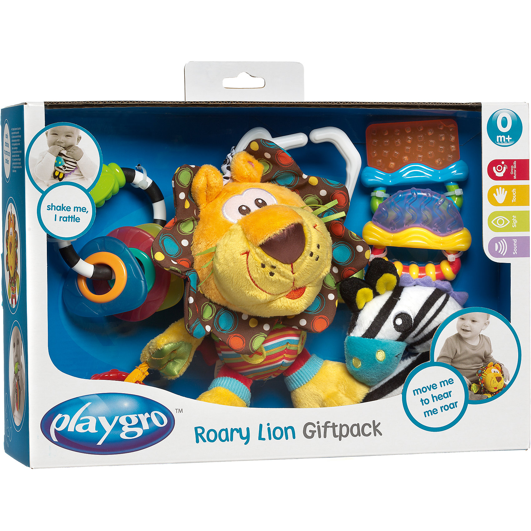 Игровой набор Львенок, Playgro Игровой набор Львенок, PlaygroИгрушки для малышей<br>Яркий и многофункциональный игровой набор Львенок станет отличным подарком для новорожденного. Мягкие прорезыватели, входящие в комплект обладают охлаждающим эффектом, который снимет неприятные ощущения в деснах. В наборе также есть погремушка зебра, с боку которой находятся прорезыватели рифлёной формы. Подвеска в виде львенка станет постоянным спутником малыша, ведь ее легко можно закрепить в коляске или кроватке.<br><br>Дополнительная информация:<br><br>- Возраст: от 0 до 12 месяцев <br>- В комплекте: подвеска Львенок, два охлаждающих прорезывателя, игрушка-погремушка «Зебра», цепочка-прорезыватель<br>- Материал: текстиль, пластик<br>- Размер упаковки: 24х33х10 см<br>- Вес: 0.6 кг<br><br>Игровой набор Львенок, Playgro можно купить в нашем интернет-магазине.<br><br>Ширина мм: 335<br>Глубина мм: 240<br>Высота мм: 105<br>Вес г: 600<br>Возраст от месяцев: 0<br>Возраст до месяцев: 12<br>Пол: Унисекс<br>Возраст: Детский<br>SKU: 4779544
