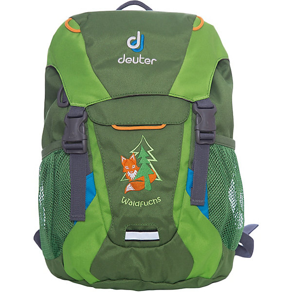 Deuter Рюкзак детский Waldfuchs, изумрудно-зеленый Deuter Рюкзак детский Waldfuchs, изумрудно-зеленыйДорожные сумки и чемоданы<br>Рюкзак Waldfuchs, изумрудно-зеленый, Deuter (Дойтер)<br><br>Характеристики:<br><br>• мягкая спинка и плечевые ремни<br>• основное отделение закрывается на клапан и имеет застежки<br>• внешний карман с застежкой Velcro<br>• съемный коврик для усиления спинки подходит для сидения<br>• боковые сетчатые карманы<br>• карман с карабином для ключей<br>• именная бирка внутри<br>• уплотненное дно<br>• две петли на внешней стороне<br>• объем: 10 л<br>• материал: Super-Polytex<br>• вес: 370 грамм<br>• цвет: изумрудно-зеленый<br><br>Рюкзак Waldfuchs идеально подойдет для любителей активного отдыха. Он имеет одно вместительное отделение, застегивающееся на клапан с застежками, внешний карман и сетчатые боковые карманы на резинке. Внешний карман оснащен карабином, на который можно прикрепить ключи. Внутреннее отделение имеет съемный коврик. При ношении он уплотняет спинку рюкзака, а во время перерыва его можно использовать в качестве сидения. Рюкзак изготовлен из материала Super-Polytex. Он устойчив к намоканию и не истирается. Ко всему прочему, рюкзак имеет именную бирку внутри и две петли для снаряжения на внешней стороне. Waldfuchs - отличный вариант для семейных походов и занятий спортом!<br><br>Рюкзак Waldfuchs, изумрудно-зеленый, Deuter (Дойтер) вы можете купить в нашем интернет-магазине.<br><br>Ширина мм: 150<br>Глубина мм: 350<br>Высота мм: 240<br>Вес г: 350<br>Возраст от месяцев: 36<br>Возраст до месяцев: 84<br>Пол: Унисекс<br>Возраст: Детский<br>SKU: 4782525
