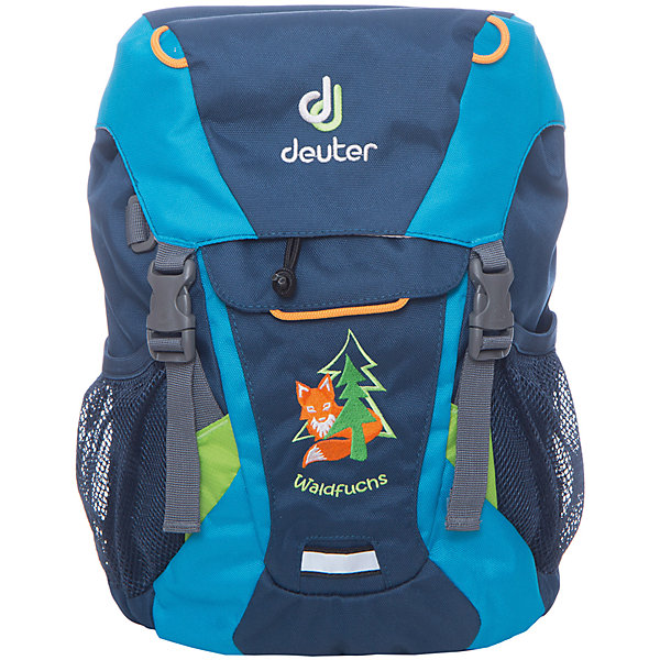 Deuter Рюкзак детский Waldfuchs, сине-бирюзовый Deuter Рюкзак детский Waldfuchs, сине-бирюзовыйДорожные сумки и чемоданы<br>Рюкзак Waldfuchs, сине-бирюзовый, Deuter (Дойтер)<br><br>Характеристики:<br><br>• мягкая спинка и плечевые ремни<br>• основное отделение закрывается на клапан и имеет застежки<br>• внешний карман с застежкой Velcro<br>• съемный коврик для усиления спинки подходит для сидения<br>• боковые сетчатые карманы<br>• карман с карабином для ключей<br>• именная бирка внутри<br>• уплотненное дно<br>• две петли на внешней стороне<br>• объем: 10 л<br>• материал: Super-Polytex<br>• вес: 370 грамм<br>• цвет: сине-бирюзовый<br><br>Рюкзак Waldfuchs идеально подойдет для любителей активного отдыха. Он имеет одно вместительное отделение, застегивающееся на клапан с застежками, внешний карман и сетчатые боковые карманы на резинке. Внешний карман оснащен карабином, на который можно прикрепить ключи. Внутреннее отделение имеет съемный коврик. При ношении он уплотняет спинку рюкзака, а во время перерыва его можно использовать в качестве сидения. Рюкзак изготовлен из материала Super-Polytex. Он устойчив к намоканию и не истирается. Ко всему прочему, рюкзак имеет именную бирку внутри и две петли для снаряжения на внешней стороне. Waldfuchs - отличный вариант для семейных походов и занятий спортом!<br><br>Рюкзак Waldfuchs, сине-бирюзовый, Deuter (Дойтер) вы можете купить в нашем интернет-магазине.<br><br>Ширина мм: 150<br>Глубина мм: 350<br>Высота мм: 240<br>Вес г: 350<br>Возраст от месяцев: 36<br>Возраст до месяцев: 84<br>Пол: Мужской<br>Возраст: Детский<br>SKU: 4782526