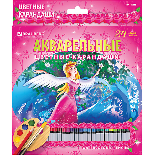 Цветные карандаши акварельные Rose Angel, 24 цв., Brauberg Цветные карандаши акварельные Rose Angel, 24 цв., BraubergПисьменные принадлежности<br>В наборе 24 цветных акварельных карандаша. Высокое качество грифеля с абсолютной чистотой цвета гарантирует равномерную насыщенность по всей поверхности и 100% растворимость грифеля в воде.<br>Порадуйте своего ребенка замечательным подарком!<br><br>Дополнительная информация:<br><br>- 24 цвета.<br>- Грифель высокого качества, диаметр - 3 мм.<br>- Акварельные.<br>- Высокосортная древесина.<br>- Легко затачиваются.<br>- Легко размываются влажной кистью.<br>- Размер упаковки: 20х18х0,8 см. <br>- Вес в упаковке: 182 г.<br><br>Цветные карандаши Rose Angel Brauberg можно купить в нашем магазине.<br><br>Ширина мм: 200<br>Глубина мм: 180<br>Высота мм: 8<br>Вес г: 182<br>Возраст от месяцев: 72<br>Возраст до месяцев: 2147483647<br>Пол: Унисекс<br>Возраст: Детский<br>SKU: 4792678