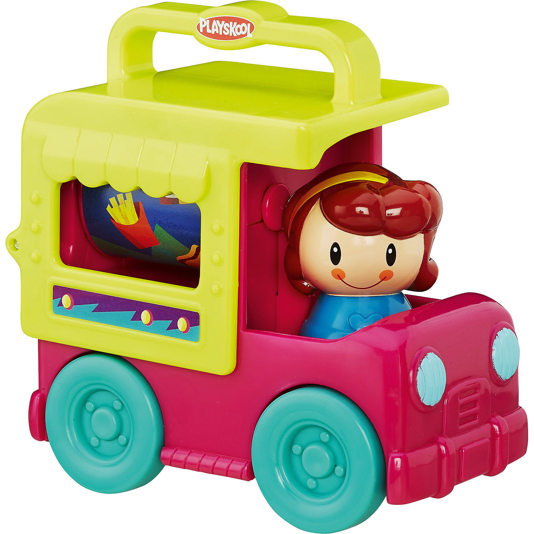 Грузовичок сложи и кати, возьми с собой, PLAYSKOOL, малиновый Грузовичок сложи и кати, возьми с собой, PLAYSKOOL, малиновыйМашинки<br>Характеристики игрушки:<br><br>• Предназначение: для сюжетно-ролевых и подвижных игр<br>• Пол: для девочки<br>• Цвет: малиновый, желтый, бирюзовый<br>• Материал: пластик<br>• Комплектация: грузовик, фигурка девочки, вращающийся барабан в кузове<br>• Вес: 218 гр.<br>• Размеры: 12*7*11 см<br><br>Грузовичок сложи и кати, возьми с собой, PLAYSKOOL, малиновый может по праву стать первой и любимой машинкой вашей малышки. Грузовичок выполнен в ярком красочном дизайне, в кабине имеется съемная фигурка девочки, в кузове – вращающийся со звуком барабан. Колеса у игрушки широкие и прочные, легко катаются по любой поверхности, на кузове имеется ручка, которая позволяет переносить машинку в руках. Игрушка выполнена из экологически безопасного материала – пластика, все детали окрашены экологически безопасными красками. <br><br>Грузовичок сложи и кати, возьми с собой, PLAYSKOOL, малиновый подарит не только увлекательные игры, но и позволит развивать у ребенка координацию движений, мелкую моторику рук, зрительное и слуховое восприятие. <br><br>Грузовичок сложи и кати, возьми с собой, PLAYSKOOL, малиновый можно купить в нашем интернет-магазине.<br><br>Подробнее:<br>Для детей в возрасте: от 1 года и до 3 лет<br>Номер товара: 4792809<br>Страна производитель: Китай<br><br>Ширина мм: 70<br>Глубина мм: 117<br>Высота мм: 121<br>Вес г: 249<br>Возраст от месяцев: 12<br>Возраст до месяцев: 36<br>Пол: Унисекс<br>Возраст: Детский<br>SKU: 4792809