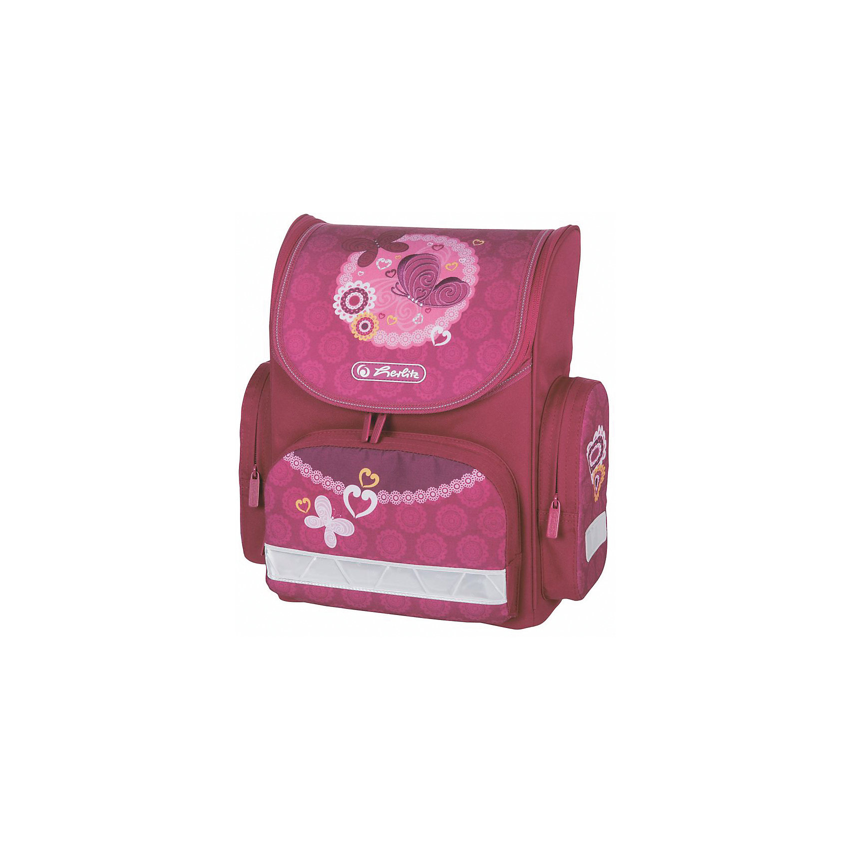 Ранец Butterfly Ранец ButterflyHerlitz Mini - прекрасный выбор для ученика начальных классов!<br> В нем есть все, что нужно школьнику: компактность, легкость, вместительность, водоотталкивающая пропитка, светоотражающие вставки, боковые карманы, мягкие, регулирующиеся лямки, дышащая, эргономичная спинка.<br><br>Особенности:<br>- Крышка с застежкой-молнией.<br>- 1 передний карман на застежке-молнии.<br>- 2 боковых кармана на застежках-молниях.<br>- 2 внутренних отделения.<br>- Карточка для личные данные ученика под крышкой ранца.<br>- Прорезиненное дно.<br>- Эргономичная вентилируемая спинка.<br>- Уплотненные регулируемые лямки.<br>- Светоотражатели 3M на переднем кармане, боковых карманах и лямках.<br><br>Дополнительная информация:<br><br>- Объем: 10 л.<br>- Материал: полиэстер.<br>- Размер ранца: 34,5х32х19 см.<br>- Вес: 660 г.<br><br>Купить ранец Butterfly можно в нашем магазине.<br><br>Ширина мм: 190<br>Глубина мм: 320<br>Высота мм: 345<br>Вес г: 975<br>Возраст от месяцев: 72<br>Возраст до месяцев: 132<br>Пол: Женский<br>Возраст: Детский<br>SKU: 4794998
