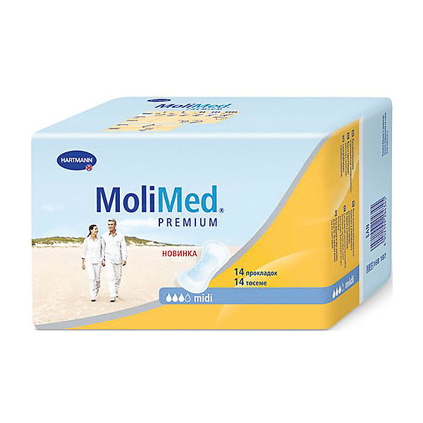 Прокладки MoliMed Premium midi впитываемость 467 мл, 14шт, Hartmann Прокладки MoliMed Premium midi впитываемость 467 мл, 14шт, HartmannУход и гигиена<br>Быстро впитывающие прокладки MoliMed (Молимед) Premium имеют ультрасорбционный слой Dry Plus,благодаря которому происходит действие переработки влаги в гель,что обеспечивает сухое состояние коже.Молекула CyDex предотвращает неприятные запахи,в свою очередь эластичные манжеты препятствуют развитию раздражительных процессов,а также противодействуют вытеканию жидкости из прокладок,при этом обеспечивая дыхание коже.Данные прокладки предназначены для применения во время небольших процессов выделения в послеродовой период.<br><br>Ширина мм: 120<br>Глубина мм: 220<br>Высота мм: 150<br>Вес г: 320<br>Возраст от месяцев: 216<br>Возраст до месяцев: 1188<br>Пол: Унисекс<br>Возраст: Детский<br>SKU: 4796667