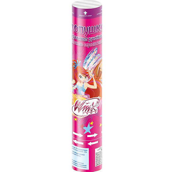 Хлопушка, Winx Club Хлопушка, Winx ClubWinx Club<br>Если Вы хотите, чтобы детский праздник запомнился надолго не только виновнику торжества, но и его гостям, необходимо разнообразить сценарий мероприятия такими яркими и громкими хлопушками. Они наполнят пространство вокруг разноцветными ручейками серпантина и поднимут настроение всем присутствующим!<br><br>Особенности:<br>- Хлопушка приводится в действие при помощи пружинного механизма.<br>- Чтобы привести в действие хлопушку, поверните основание по часовой стрелке.<br>- Наполнена струящимся серпантином.<br><br>Дополнительная информация:<br><br>- Возраст: от 6 лет.<br>- Дальность выстрела: 6-25 м.<br>- Товар сертифицирован.<br>- Размер упаковки: 5х28х5 см.<br>- Вес в упаковке: 180 г.<br><br>Купить хлопушку Winx Club, можно в нашем магазине.<br><br>Ширина мм: 5<br>Глубина мм: 28<br>Высота мм: 5<br>Вес г: 180<br>Возраст от месяцев: 12<br>Возраст до месяцев: 2147483647<br>Пол: Женский<br>Возраст: Детский<br>SKU: 4797457