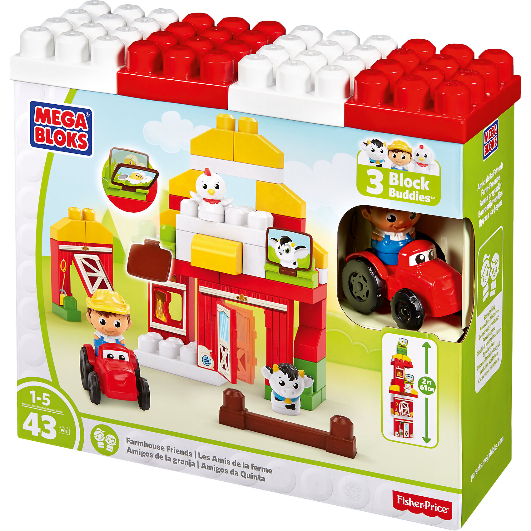 Игровой набор - конструктор Скотный двор, MEGA BLOKS Игровой набор - конструктор Скотный двор, MEGA BLOKSПластмассовые конструкторы<br>Игровой набор - конструктор Скотный двор, MEGA BLOKS (Мега блокс)<br>С игровым набором – конструктором Скотный двор от MEGA BLOKS (Мега блокс) ваш ребенок разовьет свое воображение и приобщится к жизни фермеров. Постройте свою ферму мечты, добавьте туда животных! Красный трактор поможет по хозяйству, ведь амбары из блоков и специальных деталей нуждаются в серьезной технике! Ухаживайте за цыплятами и коровкой. За открывающимися окнами прячутся другие животные! Так же можно перестроить все здания! Детали конструктора созданы специально для маленьких ручек и его яркие, разноцветные блоки понравятся малышу.<br>Дополнительная информация:<br>- В комплекте: 43 детали<br>- Материал: высококачественная пластмасса<br>- Размер упаковки: 12.5 x 38 x 33 см.<br>- Вес: 1,36 кг.<br>Игровой набор - конструктор Скотный двор, MEGA BLOKS (Мега блокс) можно купить в нашем интернет-магазине.<br>Подробнее:<br>Для детей в возрасте: от 12 месяцев до 5 лет<br>Номер товара: 4797466<br>Страна производитель: Канада<br><br>Ширина мм: 385<br>Глубина мм: 337<br>Высота мм: 132<br>Вес г: 1227<br>Возраст от месяцев: 12<br>Возраст до месяцев: 48<br>Пол: Унисекс<br>Возраст: Детский<br>SKU: 4797466