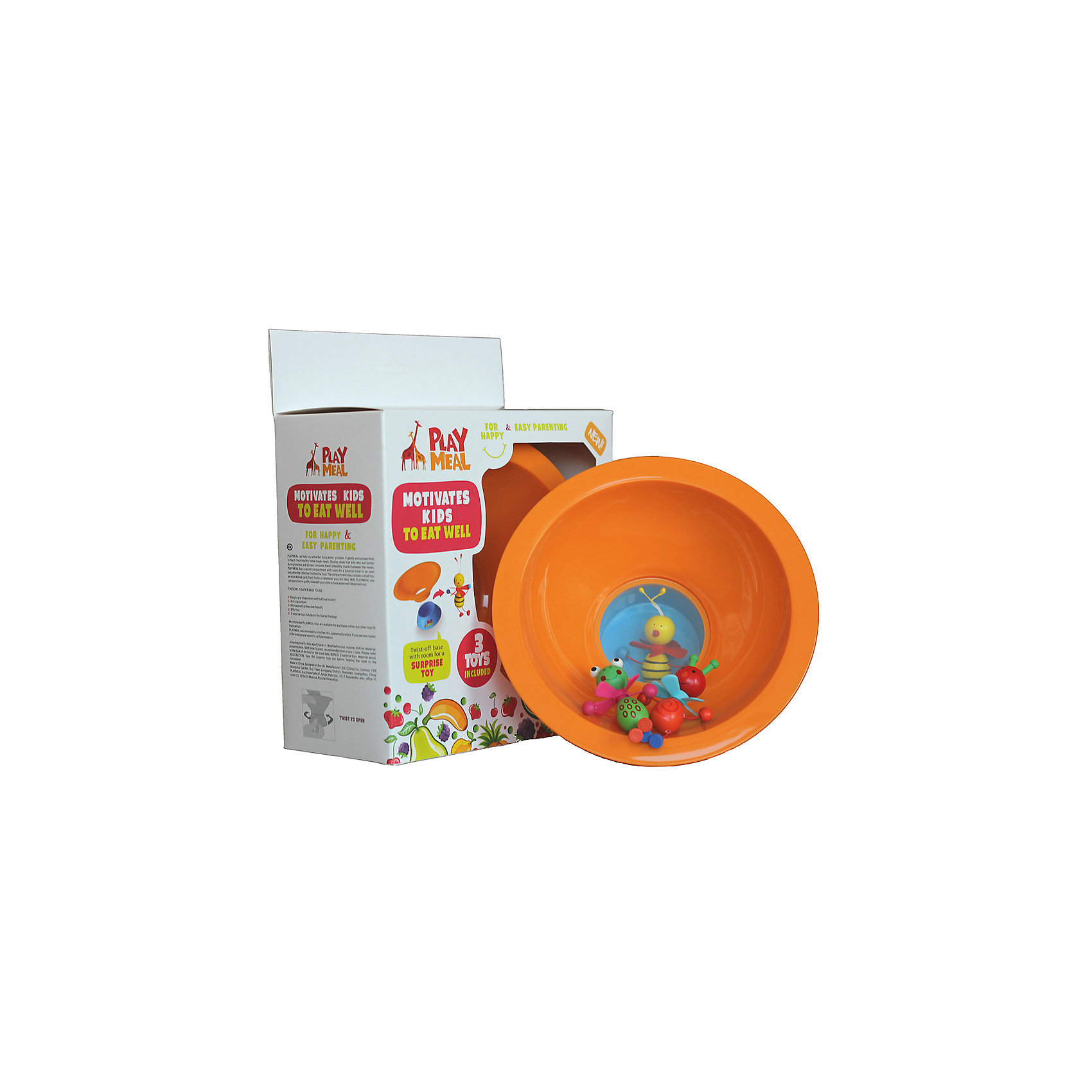 Тарелка+ 3 деревянные игрушки Букашки, PLAYMEAL Тарелка+ 3 деревянные игрушки Букашки, PLAYMEALПосуда для малышей<br>Тарелка+ 3 деревянные игрушки Букашки – это прекрасное решение для детишек, которые малоежки! Тарелка PLAYMEAL + 3 деревянные игрушки в красивой подарочной упаковке. У тарелки есть прозрачное дно и потайной отсек для сюрприза. Ребенок может увидеть сюрприз только тогда, когда все съест! Можно использовать свои игрушки, если они подходят по размеру. Размер отсека для сюрприза: диаметр - 61 мм, высота - 34 мм. Это может быть как игрушка, так, и какая-нибудь вкусняшка (мармелад или печенье) - любой сюрприз, которым Вы хотите порадовать малыша. Тарелка PlayMeal — это разработка молодой мамы. Тарелка призвана в мягкой игровой форме поможет приучить ребенка к здоровой еде.<br><br>Дополнительная информация: <br><br>- материал: сертифицированный пищевой пластик.<br> - подходит для посудомоечной машины и микроволновой печи <br>- нескользящее силиконовое покрытие дна уже по достоинству оценили множество мам и пап разных стран, попробуйте и Вы!<br><br>Тарелку+ 3 деревянные игрушки Букашки, Playmeal можно купить в нашем интернет-магазине.<br><br>Ширина мм: 250<br>Глубина мм: 150<br>Высота мм: 150<br>Вес г: 150<br>Возраст от месяцев: -2147483648<br>Возраст до месяцев: 2147483647<br>Пол: Унисекс<br>Возраст: Детский<br>SKU: 4801613