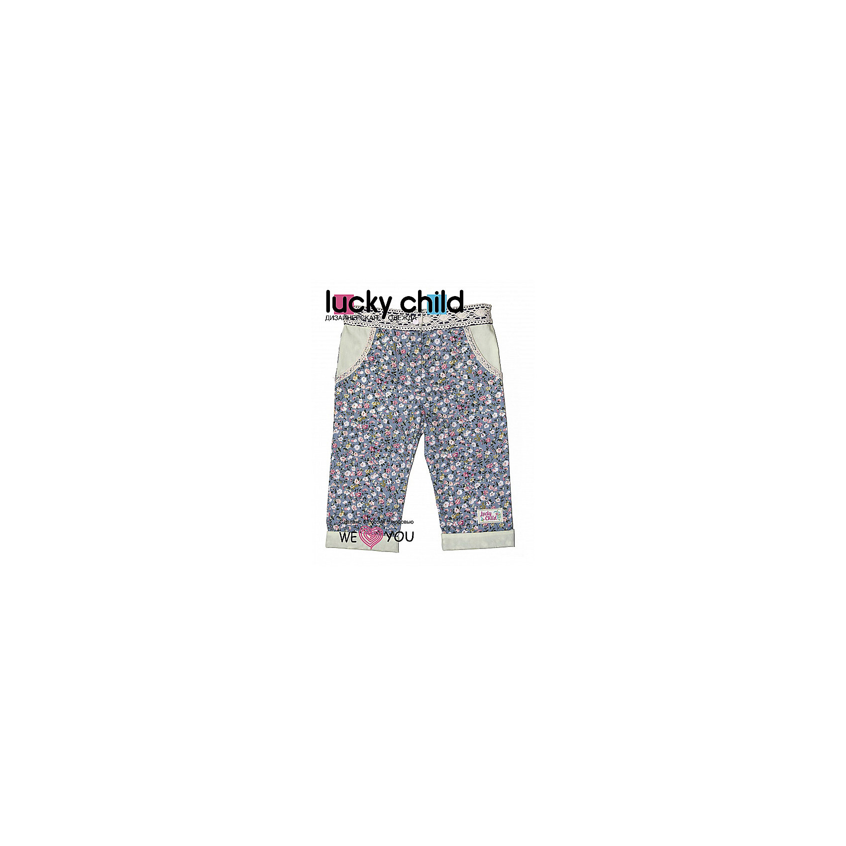Брючки для девочки Lucky Child Брючки для девочки Lucky ChildДжинсы и брючки<br>Брючки для девочки Lucky Child<br>Летний гардероб маленькой непоседы будет неполным без удобных брючек, которые не вызовут «парникового эффекта» и раздражения. Брючки Прованс из поплина в нежный цветочек дополнены удобными карманами. Поясок декорирован вязаным кружевом из небеленого хлопка, который удачно дополняет этот милый образ<br>Состав : 100% хлопок<br><br>Ширина мм: 215<br>Глубина мм: 88<br>Высота мм: 191<br>Вес г: 336<br>Цвет: зеленый<br>Возраст от месяцев: 72<br>Возраст до месяцев: 84<br>Пол: Женский<br>Возраст: Детский<br>Размер: 116/122,74/80,86/92,98/104,110/116,104/110,92/98,80/86<br>SKU: 4807265