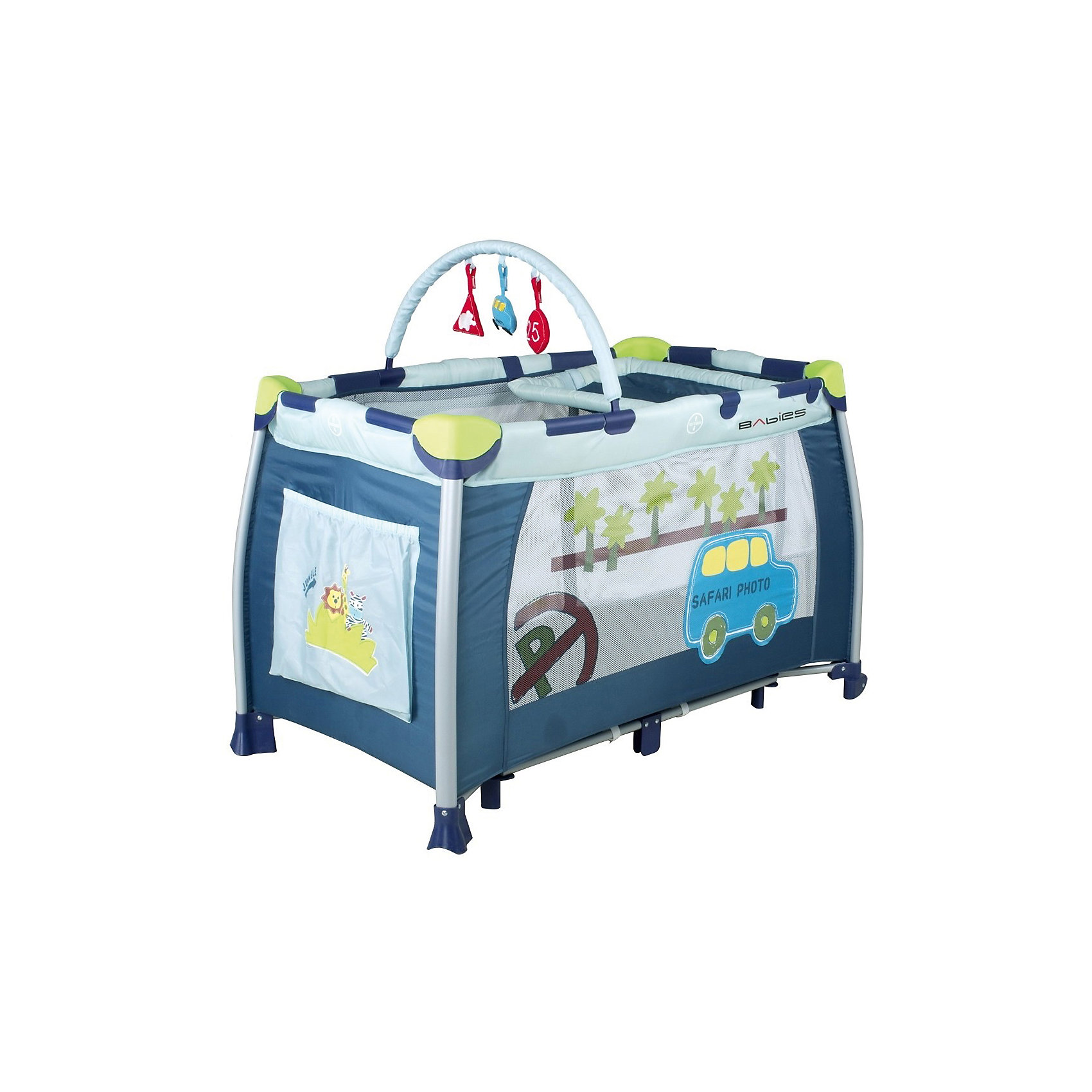 Манеж-кровать P-1 B, Babies Манеж-кровать P-1 B, BabiesМанежи-кроватки<br>Манеж-кровать P-1 B, Babies (Бэйбис) – это универсальная двухуровневая компактно складывающаяся модель.<br>Манеж-кровать P-1 B Babies (Бэйбис) - это незаменимый помощник для мобильных молодых семей, которые ведут активный образ жизни. Легкий, красивый манеж-кровать можно быстро сложить до компактных размеров. В собранном виде он помещается в багажник почти всех автомобилей. С такой кроваткой-манежем удобно путешествовать, ездить в гости и на дачу. Манеж-кровать Babies (Бэйбис) прекрасно подойдет для сна, игр, первых шагов и даже переодеваний! Без труда разложив манеж на новом месте, Вы можете прикрепить второй уровень и превратить его в полноценную кроватку с матрасиком. Выспавшись, кроха будет весело играть с подвесной дугой, и пытаться встать, ухватившись за специальные кольца, удобные для маленькой ручки. Вы сможете наблюдать за крохой, благодаря прозрачным боковинам. Переодеть малыша очень легко благодаря съемному пеленальному столику. Колеса со стопорами позволят перемещать манеж-кровать с легкостью, поэтому малыш везде может следовать за Вами. Для дополнительной устойчивости посередине имеются дополнительные ножки. Конструкция очень устойчивая, выполнена из прочных и безопасных материалов.<br><br>Дополнительная информация:<br><br>- В комплекте: манеж, кольца-держатели, съемный пеленальный столик, второй уровень-кроватка, съемная дуга с игрушками<br>- Превращается в полноценную кроватку с матрасиком<br>- Объемный карман для мелочей<br>- Предназначен для детей ростом до 90 см или весом до 14 кг.<br>- Очень удобный механизм складывания-раскладывания<br>- Жесткое дно необходимое для формирования правильной осанки<br>- Боковой лаз<br>- 2 колесика с фиксаторами<br>- Антибактериальная обивка легко чистится<br>- Отличный обзор<br>- Можно брать с собой на природу в удобной сумке-переноске<br>- В собранном виде очень компактный<br>- Цвет: синий, белый<br>- Материал каркаса: металл<br>- Материал стенок: ткань, сетка<br>- Размер в разложенном виде:120 х 68 х 77 см.<br>- Вес: 12 кг.<br><br>Манеж-кровать P-1 B, Babies (Бэйбис) можно купить в нашем интернет-магазине.<br><br>Ширина мм: 255<br>Глубина мм: 255<br>Высота мм: 760<br>Вес г: 13600<br>Возраст от месяцев: 0<br>Возраст до месяцев: 36<br>Пол: Унисекс<br>Возраст: Детский<br>SKU: 4811277