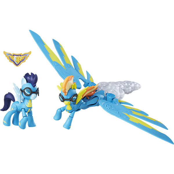 Игровой набор Hasbro My little Pony Харнители Гармонии Спитфайр и Соарин (свет, звук) Игровой набор Hasbro My little Pony Харнители Гармонии Спитфайр и Соарин (свет, звук)Идеи подарков<br>Характеристики товара:<br><br>• возраст: от 4 лет;<br>• материал: пластик;<br>• в комплекте: 2 фигурки, значок, аксессуары;<br>• тип батареек: 1 батарейка ААА;<br>• наличие батареек: в комплекте;<br>• размер упаковки: 30,5х35,6х7,6 см;<br>• вес упаковки: 630 гр.;<br>• страна производитель: Китай.<br><br>Игровой набор «Вондерболты. Звуковая радуга» Хранители гармонии My Little Pony Hasbro создан по мотивам известного мультсериала. В наборе 2 фигурки участников эскадрильи Вондерболты — Спитфайра и Соарина. Спитфайр — командир команды. С ним его верный пегас Соарин, который всегда выполняет указания командира. <br><br>Летальное устройство в комплекте можно присоединить к любой из фигурок. Во время полета мигают лампочки и слышны звуки, что делает игру еще увлекательней. Фигурки оснащены шарнирными механизмами, у них подвижные ножки.<br><br>Игровой набор «Вондерболты. Звуковая радуга» Хранители гармонии My Little Pony Hasbro B6011 можно приобрести в нашем интернет-магазине.<br><br>Ширина мм: 358<br>Глубина мм: 309<br>Высота мм: 83<br>Вес г: 633<br>Возраст от месяцев: 48<br>Возраст до месяцев: 2147483647<br>Пол: Женский<br>Возраст: Детский<br>SKU: 4811699