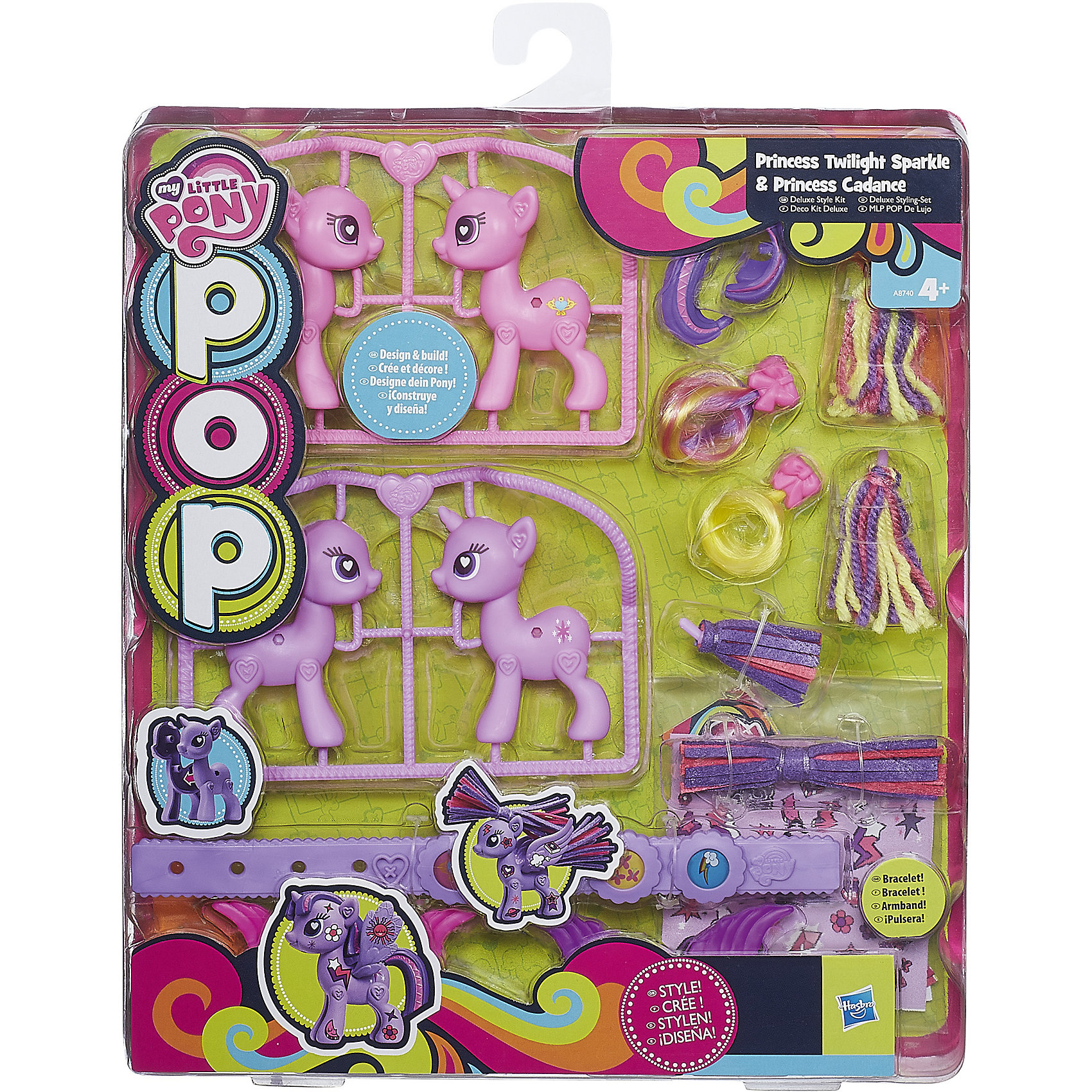Набор POP Пони Делюкс: Принцесса Твайлайт Спаркл и Принцесса Каденс, My little Pony Набор POP Пони Делюкс: Принцесса Твайлайт Спаркл и Принцесса Каденс, My little PonyИгрушки<br>Конструкторы POP позволяют не только собрать 2 фигурки героинь My Little Pony, но и украсить и декорировать их по собственному желанию. В наборе к каждой пони прилагаются разные виды хвостов и грив с различной текстурой, крылышки, а также набор наклеек. В наборе девочка найдет еще и браслет для себя, украшенный основной символикой персонажей мультфильма. Фигурки собираются без клея или иных приспособлений, все вставные части (крылья, хвост, грива) легко меняются местами. Меняйте настроение и внешний вид любимых пони каждый день!<br><br>Ширина мм: 30<br>Глубина мм: 240<br>Высота мм: 280<br>Вес г: 250<br>Возраст от месяцев: 36<br>Возраст до месяцев: 84<br>Пол: Женский<br>Возраст: Детский<br>SKU: 4816115