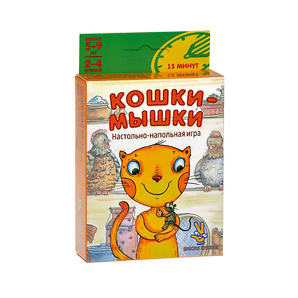 Настольная игра Кошки-мышки, Простые правила Настольная игра Кошки-мышки, Простые правилаНастольные игры для всей семьи<br>Механика настолькой игры Кошки-мышки от издательства Простые правила не пошаговая, все строят свой путь одновременно, что придает игре особую пикантность. Однако за веселым игровым процессом ребенок, сам того не замечая, учится лучше ориентироваться в пространстве, различать направления право-лево, вверх-вниз.<br><br>Ширина мм: 145<br>Глубина мм: 90<br>Высота мм: 30<br>Вес г: 128<br>Возраст от месяцев: 60<br>Возраст до месяцев: 144<br>Пол: Унисекс<br>Возраст: Детский<br>SKU: 4817607