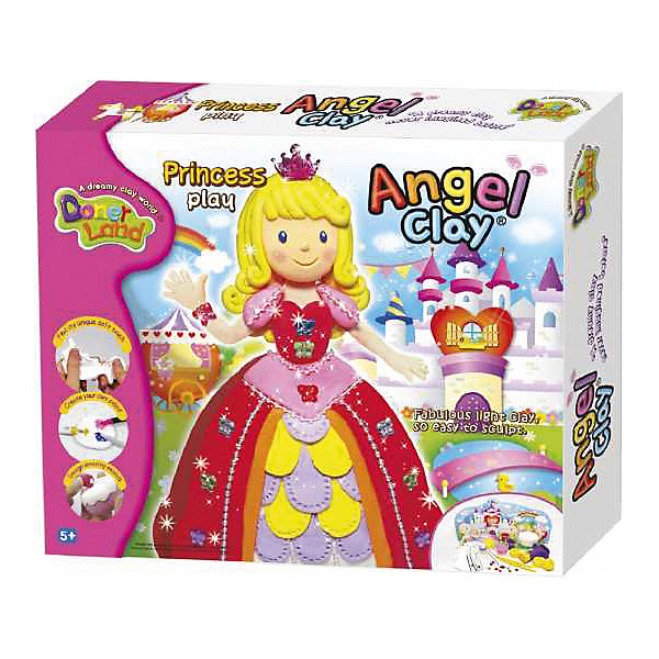 Игровой набор для лепки из глины Princess Play, Angel Clay Игровой набор для лепки из глины Princess Play, Angel ClayНаборы полимерной глины<br>Очень мягкая и легкая глина для лепки. Она прекрасно лепится, быстро принимает любую текстуру и хорошо окрашивается в любой цвет.<br>А если смочить глину водой и подождать пару часов, она снова будет готова к использованию!<br>С таким набор Ваш ребенок сможет лепить и придумывать разных зверюшек сколько ему захочется!<br><br>В наборе:<br>- Легкая глина: белая 40 гр., фиолетовая 4 гр., красная 4гр., желтая 4гр., розовая 4гр.<br>- Декорации.<br>- Пресс кондитерский.<br>- Шнур.<br>- Бисер.<br>- Корона.<br>- Бабочка.<br>- Шар бумажный.<br>- Клей.<br>- Инструменты.<br>- Инструкция.<br><br>Дополнительная информация:<br><br>- Возраст: от 5 лет.<br>- Размер упаковки: 30х26,5х6 см.<br>- Вес в упаковке: 400 г.<br><br>Купить игровой набор для лепки из глины Princess Play от Angel Clay, можно в нашем магазине.<br><br>Ширина мм: 300<br>Глубина мм: 265<br>Высота мм: 60<br>Вес г: 400<br>Возраст от месяцев: 60<br>Возраст до месяцев: 96<br>Пол: Женский<br>Возраст: Детский<br>SKU: 4823372