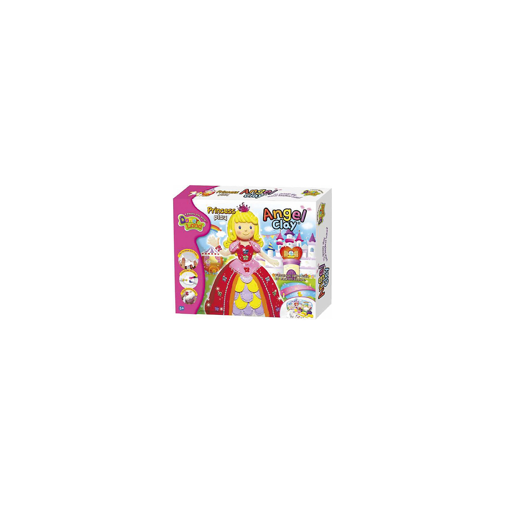 Игровой набор для лепки из глины Princess Play, Angel Clay Игровой набор для лепки из глины Princess Play, Angel ClayЛепка<br>Очень мягкая и легкая глина для лепки. Она прекрасно лепится, быстро принимает любую текстуру и хорошо окрашивается в любой цвет.<br>А если смочить глину водой и подождать пару часов, она снова будет готова к использованию!<br>С таким набор Ваш ребенок сможет лепить и придумывать разных зверюшек сколько ему захочется!<br><br>В наборе:<br>- Легкая глина: белая 40 гр., фиолетовая 4 гр., красная 4гр., желтая 4гр., розовая 4гр.<br>- Декорации.<br>- Пресс кондитерский.<br>- Шнур.<br>- Бисер.<br>- Корона.<br>- Бабочка.<br>- Шар бумажный.<br>- Клей.<br>- Инструменты.<br>- Инструкция.<br><br>Дополнительная информация:<br><br>- Возраст: от 5 лет.<br>- Размер упаковки: 30х26,5х6 см.<br>- Вес в упаковке: 400 г.<br><br>Купить игровой набор для лепки из глины Princess Play от Angel Clay, можно в нашем магазине.<br><br>Ширина мм: 300<br>Глубина мм: 265<br>Высота мм: 60<br>Вес г: 400<br>Возраст от месяцев: 60<br>Возраст до месяцев: 96<br>Пол: Женский<br>Возраст: Детский<br>SKU: 4823372