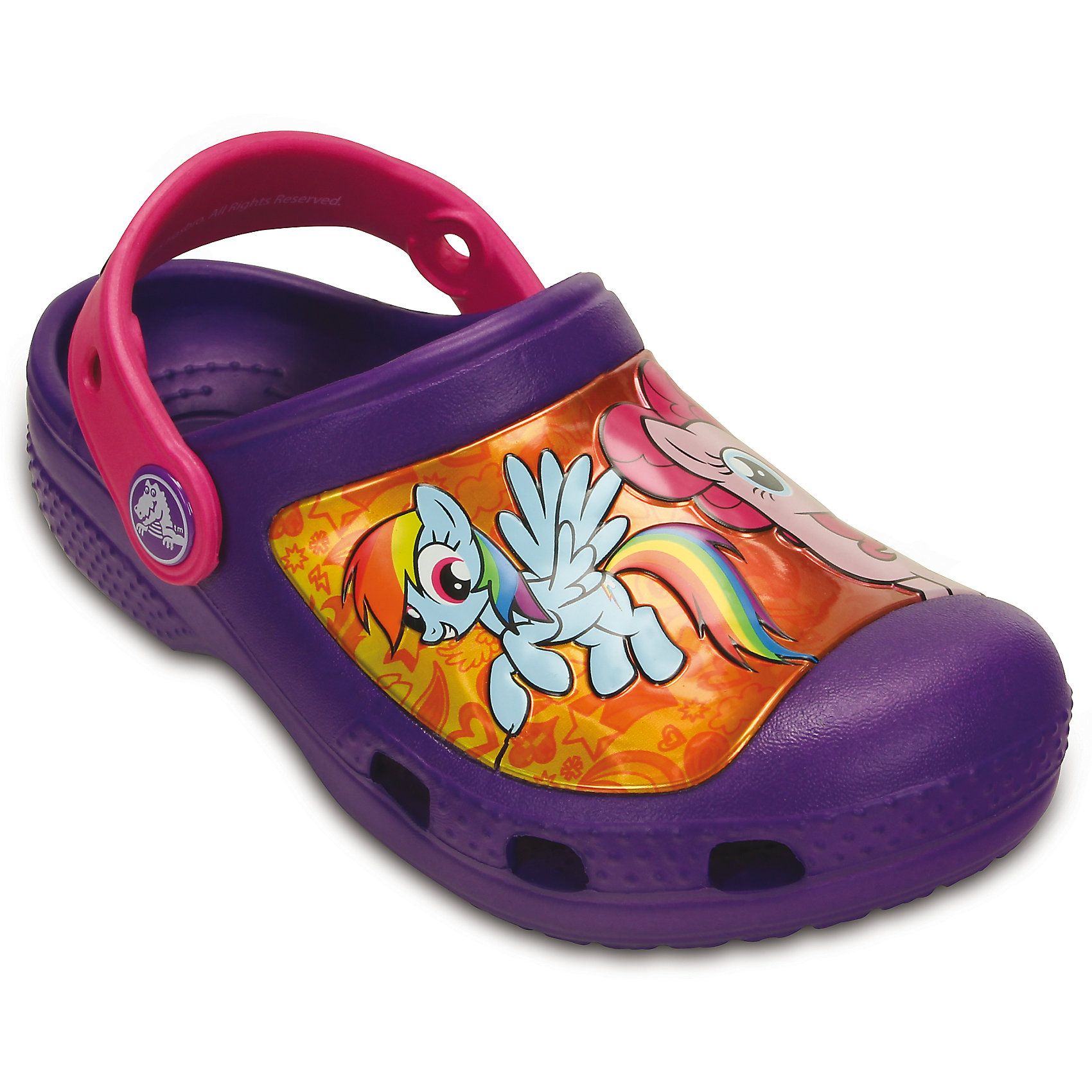 Сабо CC My Little Pony Clog для девочки Crocs Сабо CC My Little Pony Clog для девочки CrocsПляжная обувь<br>Характеристики товара:<br><br>• цвет: фиолетовый<br>• материал: 100% полимер Croslite™<br>• литая модель<br>• вентиляционные отверстия<br>• бактериостатичный материал<br>• пяточный ремешок фиксирует стопу<br>• толстая устойчивая подошва<br>• с принтом<br>• анатомическая стелька с массажными точками стимулирует кровообращение<br>• страна бренда: США<br>• страна изготовитель: Китай<br><br>Для правильного развития ребенка крайне важно, чтобы обувь была удобной. Такие сабо обеспечивают детям необходимый комфорт, а анатомическая стелька с массажными линиями для стимуляции кровообращения позволяет ножкам дольше не уставать. Сабо легко надеваются и снимаются, отлично сидят на ноге. Материал, из которого они сделаны, не дает размножаться бактериям, поэтому такая обувь препятствует образованию неприятного запаха и появлению болезней стоп. <br>Обувь от американского бренда Crocs в данный момент завоевала широкую популярность во всем мире, и это не удивительно - ведь она невероятно удобна. Её носят врачи, спортсмены, звёзды шоу-бизнеса, люди, которым много времени приходится бывать на ногах - они понимают, как важна комфортная обувь. Продукция Crocs - это качественные товары, созданные с применением новейших технологий. Обувь отличается стильным дизайном и продуманной конструкцией. Изделие производится из качественных и проверенных материалов, которые безопасны для детей.<br><br>Сабо для девочки от торговой марки Crocs можно купить в нашем интернет-магазине.<br><br>Ширина мм: 225<br>Глубина мм: 139<br>Высота мм: 112<br>Вес г: 290<br>Цвет: фиолетовый<br>Возраст от месяцев: 12<br>Возраст до месяцев: 15<br>Пол: Женский<br>Возраст: Детский<br>Размер: 21/22,31/32,27/28,29/30,23/24,25/26<br>SKU: 4828030