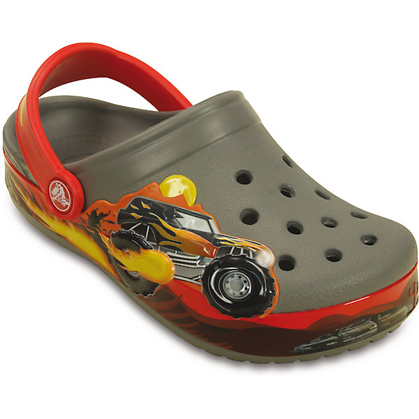 Сабо Crocband Monster Truck Clog K Crocs Сабо Crocband Monster Truck Clog K CrocsПляжная обувь<br>Характеристики товара:<br><br>• цвет: серый<br>• материал: 100% полимер Croslite™<br>• литая модель<br>• вентиляционные отверстия<br>• бактериостатичный материал<br>• пяточный ремешок фиксирует стопу<br>• толстая устойчивая подошва<br>• отверстия для использования украшений<br>• анатомическая стелька с массажными точками стимулирует кровообращение<br>• страна бренда: США<br>• страна изготовитель: Китай<br><br>Для правильного развития ребенка крайне важно, чтобы обувь была удобной. Такие сабо обеспечивают детям необходимый комфорт, а анатомическая стелька с массажными линиями для стимуляции кровообращения позволяет ножкам дольше не уставать. Сабо легко надеваются и снимаются, отлично сидят на ноге. Материал, из которого они сделаны, не дает размножаться бактериям, поэтому такая обувь препятствует образованию неприятного запаха и появлению болезней стоп. <br>Обувь от американского бренда Crocs в данный момент завоевала широкую популярность во всем мире, и это не удивительно - ведь она невероятно удобна. Её носят врачи, спортсмены, звёзды шоу-бизнеса, люди, которым много времени приходится бывать на ногах - они понимают, как важна комфортная обувь. Продукция Crocs - это качественные товары, созданные с применением новейших технологий. Обувь отличается стильным дизайном и продуманной конструкцией. Изделие производится из качественных и проверенных материалов, которые безопасны для детей.<br><br>Сабо от торговой марки Crocs можно купить в нашем интернет-магазине.<br><br>Ширина мм: 225<br>Глубина мм: 139<br>Высота мм: 112<br>Вес г: 290<br>Цвет: белый<br>Возраст от месяцев: 18<br>Возраст до месяцев: 21<br>Пол: Мужской<br>Возраст: Детский<br>Размер: 23/24,31/32,25/26,29/30,27/28,34/35,33/34<br>SKU: 4828094