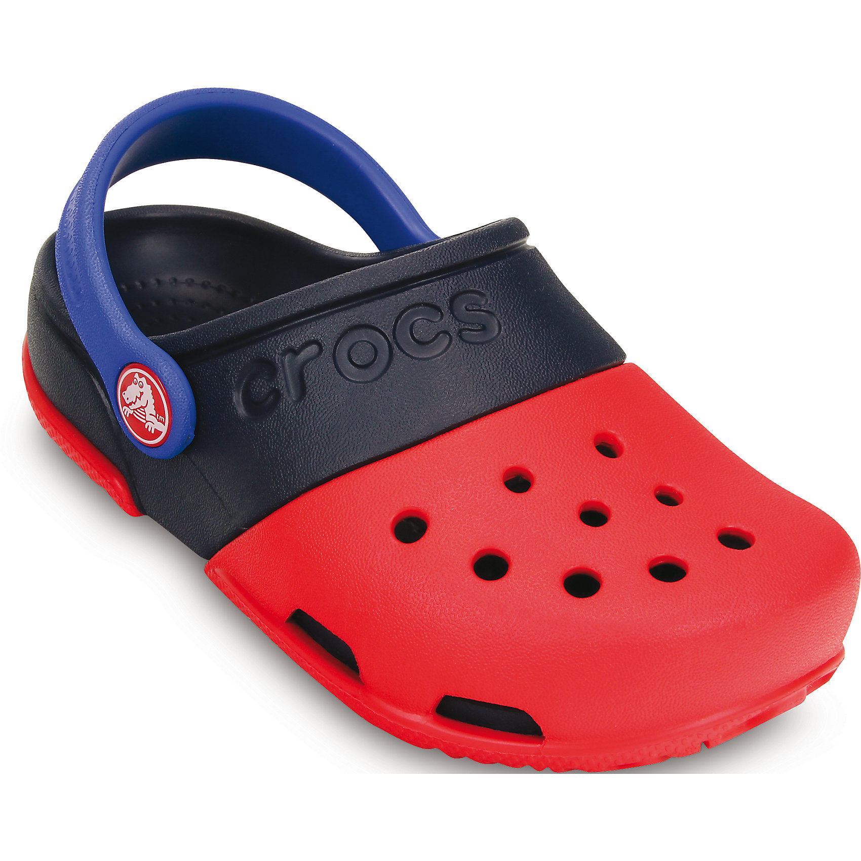 Сабо Electro II Clog Crocs Сабо Electro II Clog CrocsШлепанцы<br>Характеристики товара:<br><br>• цвет: красный<br>• материал: 100% полимер Croslite™<br>• литая модель<br>• вентиляционные отверстия<br>• бактериостатичный материал<br>• пяточный ремешок фиксирует стопу<br>• толстая устойчивая подошва<br>• отверстия для использования украшений<br>• анатомическая стелька с массажными точками стимулирует кровообращение<br>• страна бренда: США<br>• страна изготовитель: Китай<br><br>Для правильного развития ребенка крайне важно, чтобы обувь была удобной. Такие сабо обеспечивают детям необходимый комфорт, а анатомическая стелька с массажными линиями для стимуляции кровообращения позволяет ножкам дольше не уставать. Сабо легко надеваются и снимаются, отлично сидят на ноге. Материал, из которого они сделаны, не дает размножаться бактериям, поэтому такая обувь препятствует образованию неприятного запаха и появлению болезней стоп. <br>Обувь от американского бренда Crocs в данный момент завоевала широкую популярность во всем мире, и это не удивительно - ведь она невероятно удобна. Её носят врачи, спортсмены, звёзды шоу-бизнеса, люди, которым много времени приходится бывать на ногах - они понимают, как важна комфортная обувь. Продукция Crocs - это качественные товары, созданные с применением новейших технологий. Обувь отличается стильным дизайном и продуманной конструкцией. Изделие производится из качественных и проверенных материалов, которые безопасны для детей.<br><br>Сабо Electro II Clog от торговой марки Crocs можно купить в нашем интернет-магазине.<br><br>Ширина мм: 225<br>Глубина мм: 139<br>Высота мм: 112<br>Вес г: 290<br>Цвет: красный<br>Возраст от месяцев: 12<br>Возраст до месяцев: 15<br>Пол: Унисекс<br>Возраст: Детский<br>Размер: 21,23,27,28,30,22,24,31/32,33/34,34/35,26,25<br>SKU: 4828140