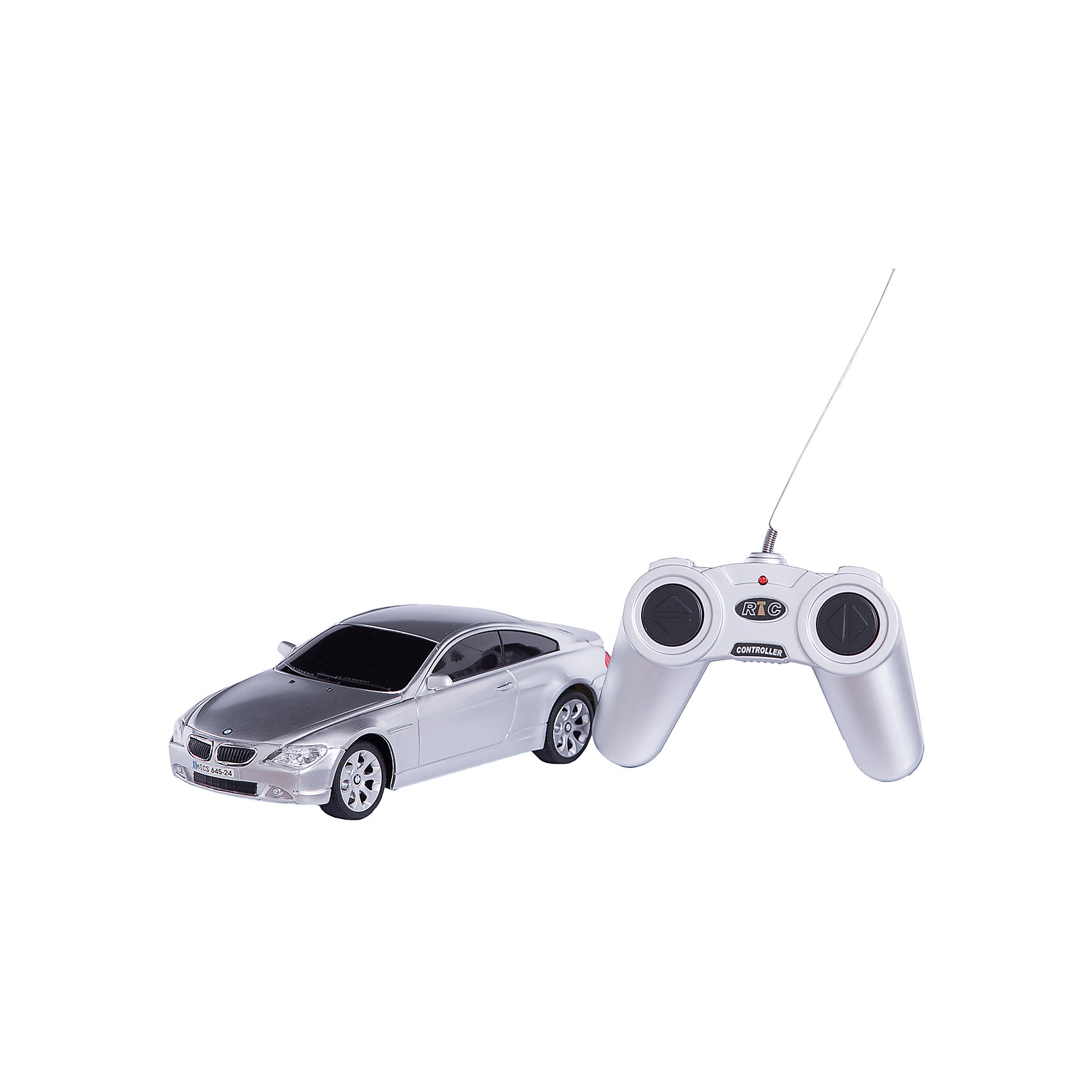 RASTAR Радиоуправляемая машина BMW 645Ci 1:24, серебристая RASTAR Радиоуправляемая машина BMW 645Ci 1:24, серебристаяРадиоуправляемый транспорт<br>RASTAR Радиоуправляемая машина BMW 645Ci 1:24 - игрушка, которая наверняка приведет в восторг вашего ребенка, ведь эта радиоуправляемая машина - уменьшенная копия настоящего БМВ! <br><br>Модель выполнена в масштабе 1: 24.<br><br>Особенности игрушки:<br><br>- Работает на частоте: 27MHz; <br>- Движение вперед, назад, вправо, влево; <br>- Контроль управления: 15 - 45 метров; <br>- Развивает скорость до: 7 км/ч; <br>- Светятся фары. <br><br><br>Дополнительная информация:<br><br>- Для работы требуются батарейки: 5 Х АА (не входят в комплект).<br>- Материалы: пластик.<br>- Размер упаковки: 28,5х12х10 см.<br>- Вес: 460 г.<br><br>Ширина мм: 100<br>Глубина мм: 385<br>Высота мм: 120<br>Вес г: 460<br>Возраст от месяцев: 72<br>Возраст до месяцев: 144<br>Пол: Мужской<br>Возраст: Детский<br>SKU: 4833565
