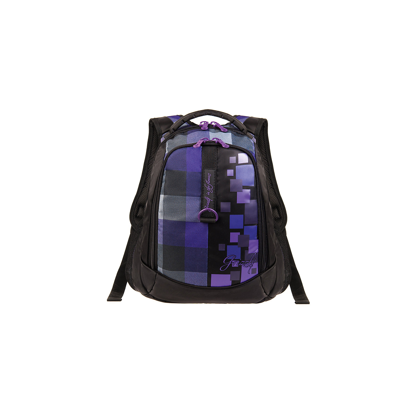 Grizzly Рюкзак Клетка, фиолетовый Grizzly Рюкзак Клетка, фиолетовыйРюкзаки<br>Рюкзак, Клетка, фиолетовый Grizzly (Гризли) ? рюкзак отечественного бренда Гризли молодежной серии. Рюкзак выполнен из полиэстера высокого качества, что обеспечивает легкий вес, но при этом надежность и прочность. Все швы выполнены капроновыми нитками, что делает швы особенно крепкими и устойчивыми к износу даже в течение нескольких лет. <br>Внутреннее устройство рюкзака состоит из двух вместительных отсеков, внутреннего кармана на молнии и кармана-пенала для хранения карандашей и ручек. Повышенная вместительность рюкзака обеспечивается боковыми карманами из сетки. <br>Удобство и эргономичность рюкзака создается за счет укрепленной спинки, укрепленных лямок и мягкой укрепленной ручки. Уникальность рюкзаков Grizzly заключается в том, что анатомическая спинка изготовлена из специальной ткани, которая пропускает воздух, тем самым защищает спину от повышенного потоотделения.<br>Рюкзаки молодежной серии Grizzly (Гризли) ? это не только удобство и функциональность, это еще и оригинальный современный дизайн. Рюкзак, Клетка, фиолетовый, Grizzly (Гризли) выполнен в классическом черном цвете с яркими фиолетовыми клетками, которые расположены на спереди, рисунок повторяется на лямках и спинке. <br>Рюкзак, Клетка, фиолетовый Grizzly (Гризли) ? это качество материалов, удобство и долговечность использования. <br><br>Дополнительная информация:<br><br>- Вес: 770 г<br>- Габариты (Д*Г*В): 31*20*42 см<br>- Цвет: черный, фиолетовый<br>- Материал: полиэстер <br>- Сезон: круглый год<br>- Коллекция: молодежная <br>- Год коллекции: 2016 <br>- Пол: мужской/женский<br>- Предназначение: для школы, для занятий спортом<br>- Особенности ухода: можно чистить влажной щеткой или губкой, допускается ручная стирка<br><br>Подробнее:<br><br>• Для школьников в возрасте: от 8 лет и до 12 лет<br>• Страна производитель: Россия<br>• Торговый бренд: Grizzly<br><br>Рюкзак, Клетка, фиолетовый, Grizzly (Гризли) можно купить в нашем интернет-магазине.<br><br>Ширина мм: 310<br>Глубина мм: 200<br>Высота мм: 420<br>Вес г: 770<br>Возраст от месяцев: 96<br>Возраст до месяцев: 144<br>Пол: Женский<br>Возраст: Детский<br>SKU: 4858854