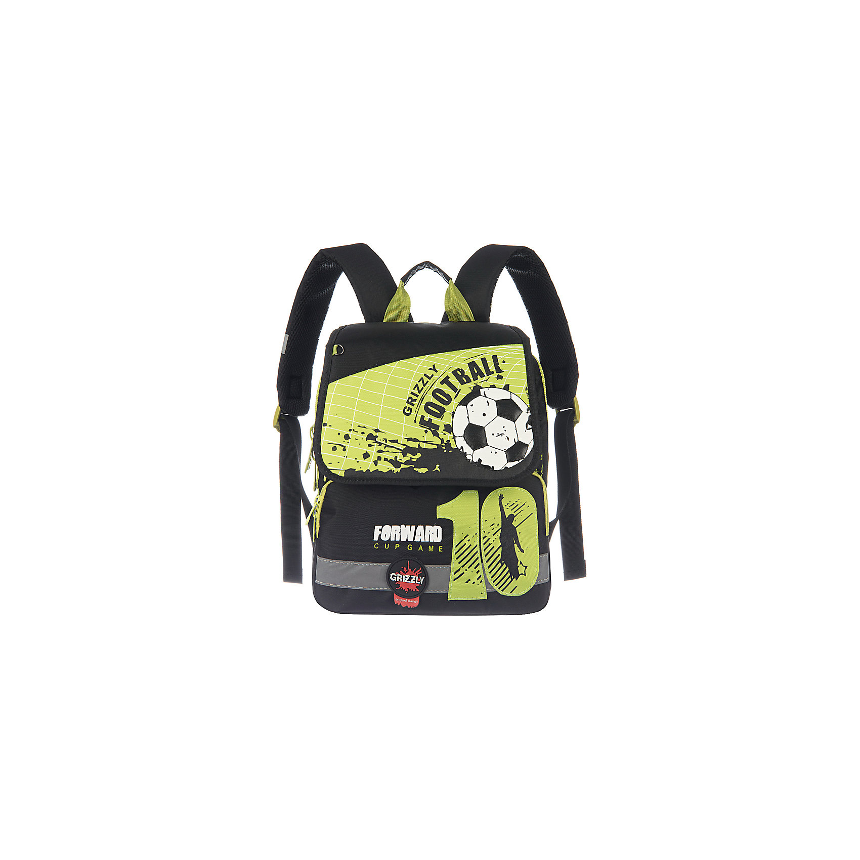 Grizzly Рюкзак школьный салатовый Grizzly Рюкзак школьный салатовыйРюкзаки<br>Школьный рюкзак, салатовый, Grizzly (Гризли) ? рюкзак отечественного бренда Гризли школьной серии. Рюкзак выполнен из нейлона высокого качества, что обеспечивает, с одной стороны, легкий вес, а с другой ? надежность и прочность. Все швы выполнены капроновыми нитками, что делает швы особенно крепкими и устойчивыми к износу даже в течение нескольких лет. <br>Внутреннее устройство рюкзака состоит из двух вместительных отсеков и клапана на липучке. На передней стенке имеются два объемных кармана, застегивающихся на молнию. Удобство и эргономичность рюкзака создается за счет жесткой анатомической спинки, укрепленных лямок и мягкой укрепленной ручки. Также имеется дополнительная ручка-петля. С четырех сторон рюкзака имеются светоотражающие элементы. В комплекте с рюкзаком идет игрушка-брелок. Уникальность рюкзаков Grizzly заключается в том, что анатомическая спинка изготовлена из специальной ткани, которая пропускает воздух, тем самым защищает спину от повышенного потоотделения.<br>Все рюкзаки школьной серии Grizzly (Гризли) имеют оригинальный современный дизайн. Школьный рюкзак, салатовый, Grizzly (Гризли) выполнен в черном цвете с салатовыми элементами. Передний карман украшен большой яркой аппликацией.<br>Школьный рюкзак, салатовый, Grizzly (Гризли) ? это качество материалов, удобство, стиль и долговечность использования. <br><br>Дополнительная информация:<br><br>- Вес: 900 г<br>- Габариты (Д*Г*В): 29*18*35 см<br>- Цвет: черный, салатовый, белый<br>- Материал: нейлон <br>- Сезон: круглый год<br>- Коллекция: школьная <br>- Год коллекции: 2016 <br>- Пол: мужской<br>- Предназначение: для школы<br>- Особенности ухода: можно чистить влажной щеткой или губкой, допускается ручная стирка<br><br>Подробнее:<br><br>• Для школьников в возрасте: от 6 лет и до 10 лет<br>• Страна производитель: Китай<br>• Торговый бренд: Grizzly<br><br>Школьный рюкзак, бежевый, Grizzly (Гризли) можно купить в нашем интернет-магазине.<br><br>Ширина мм: 290<br>Глубина мм: 180<br>Высота мм: 350<br>Вес г: 900<br>Возраст от месяцев: 72<br>Возраст до месяцев: 120<br>Пол: Мужской<br>Возраст: Детский<br>SKU: 4858873