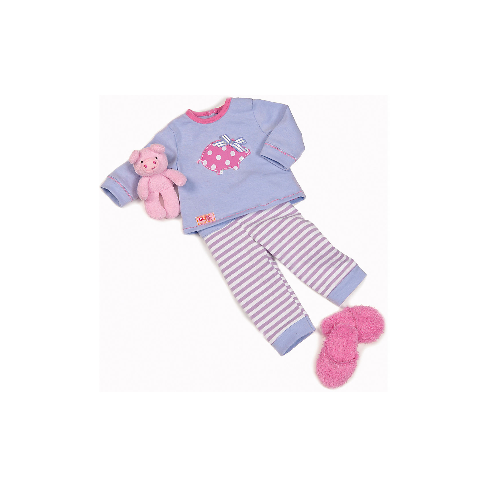 Одежда для куклы, 46 см, Our Generation Dolls Одежда для куклы, 46 см, Our Generation DollsОдежда для куклы, 46 см, Our Generation Dolls (Куклы нашего поколения). Our Generation Dolls (Куклы нашего поколения) ? канадская торговая марка компании Battat, которая выпускает экологически безопасных кукол и аксессуары к ним. Комплект одежды предназначен для куклы одноименной марки ростом 46 см, состоит из пижамы нежных пастельных оттенков, пушистых розовых тапочек и мягкой игрушки для сна. На одежде с левой стороны имеются фирменные лейблы. Весь комплект выполнен из материалов высокого качества, с ровными тщательно обработанными краями.<br>Реалистичность элементов одежды позволяет отработать навыки застегивания-расстегивания разного вида застежек. <br>Одежда для куклы, 46 см, Our Generation Dolls (Куклы нашего поколения) ? идеальное решение для подарка девочке на любой праздник. Комплект одежды упакован в картонную коробку, которая трансформируется в подарочный вариант.<br><br>Дополнительная информация:<br><br>- Вид игр: сюжетно-ролевые<br>- Предназначение: для дома<br>- Материал: качественный текстиль<br>- Размер: на куклу Our Generation Dolls ростом 46 см<br>- Комплектация: пижама, тапочки, игрушка<br>- Цвет: голубой, розовый<br>- Особенности ухода: разрешается ручная стирка<br><br>Подробнее:<br><br>• Для детей в возрасте: от 3 лет<br>• Страна производитель: Китай<br>• Торговый бренд: Our Generation Dolls<br><br>Одежду для куклы, 46 см, Our Generation Dolls (Куклы нашего поколения) можно купить в нашем интернет-магазине.<br><br>Ширина мм: 22<br>Глубина мм: 4<br>Высота мм: 33<br>Вес г: 270<br>Возраст от месяцев: 36<br>Возраст до месяцев: 2147483647<br>Пол: Унисекс<br>Возраст: Детский<br>SKU: 4871820