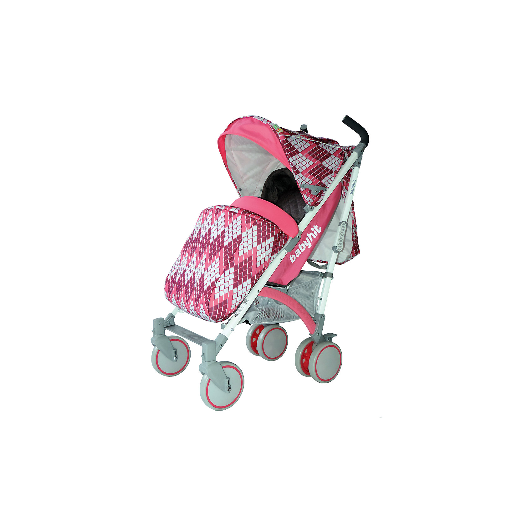 Коляска-трость BabyHit Rainbow RHOMBUS, розовый Коляска-трость BabyHit Rainbow RHOMBUS, розовыйКоляски-трости<br>Rainbow, Baby Hit( бэби хит) – коляска-трость для детей от 6 месяцев до 3 лет. Для дополнительной безопасности малыша коляска оснащена съемным бампером, 5-точечными ремнями и паховым ремнем. 3 положения спинки и регулируемая подножка помогут вашему ребенку удобно расположиться и отдохнуть. Передние плавающие колеса можно зафиксировать; все колеса амортизированы. Капюшон-батискаф опускается до бампера коляска в случае необходимости. Коляска легко складывается и автоматически блокируется. Для удобства переноса предусмотрена специальная ручка. Есть корзина для покупок. С этой коляской вам будет очень комфортно гулять с крохой.<br>Особенности и преимущества:<br>-5-точечные ремни и паховый ремень для безопасности ребенка<br>-удобна при переносе в сложенном виде<br>-плавающие колеса можно зафиксировать<br>Размеры: 85x43x108 см<br>Вес: 7,4 кг<br>Дополнительные характеристики:<br>Ширина сиденья: 35 см<br>Длина подножки: 13 см<br>Глубина сиденья: 25 см<br>Размер спального места: 85x35 см<br>Высота спинки: 47 см<br>В комплекте: чехол для ног, дождевик, сумка для мамы, москитная сетка<br>Вы можете приобрести коляску Rainbow в нашем интернет-магазине.<br>ВНИМАНИЕ! Данный артикул имеется в наличии в разных цветовых исполнениях (черный/желтый, розовый, голубой). К сожалению, заранее выбрать определенный цвет не возможно.<br><br>Ширина мм: 260<br>Глубина мм: 250<br>Высота мм: 900<br>Вес г: 8700<br>Возраст от месяцев: 6<br>Возраст до месяцев: 36<br>Пол: Унисекс<br>Возраст: Детский<br>SKU: 4881274